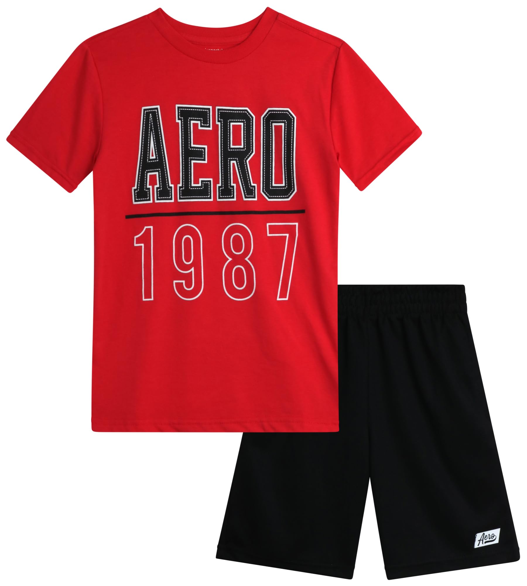 AEROPOSTALE Boys' Active Shorts Set - 2 Piece Short Sleeve T-Shirt & Breathable Mesh Gym Shorts - Comfortable Athletic Outfit for Boys Age 4-12 - Perfect for Sports, Gym, Playground & Summer Activities
