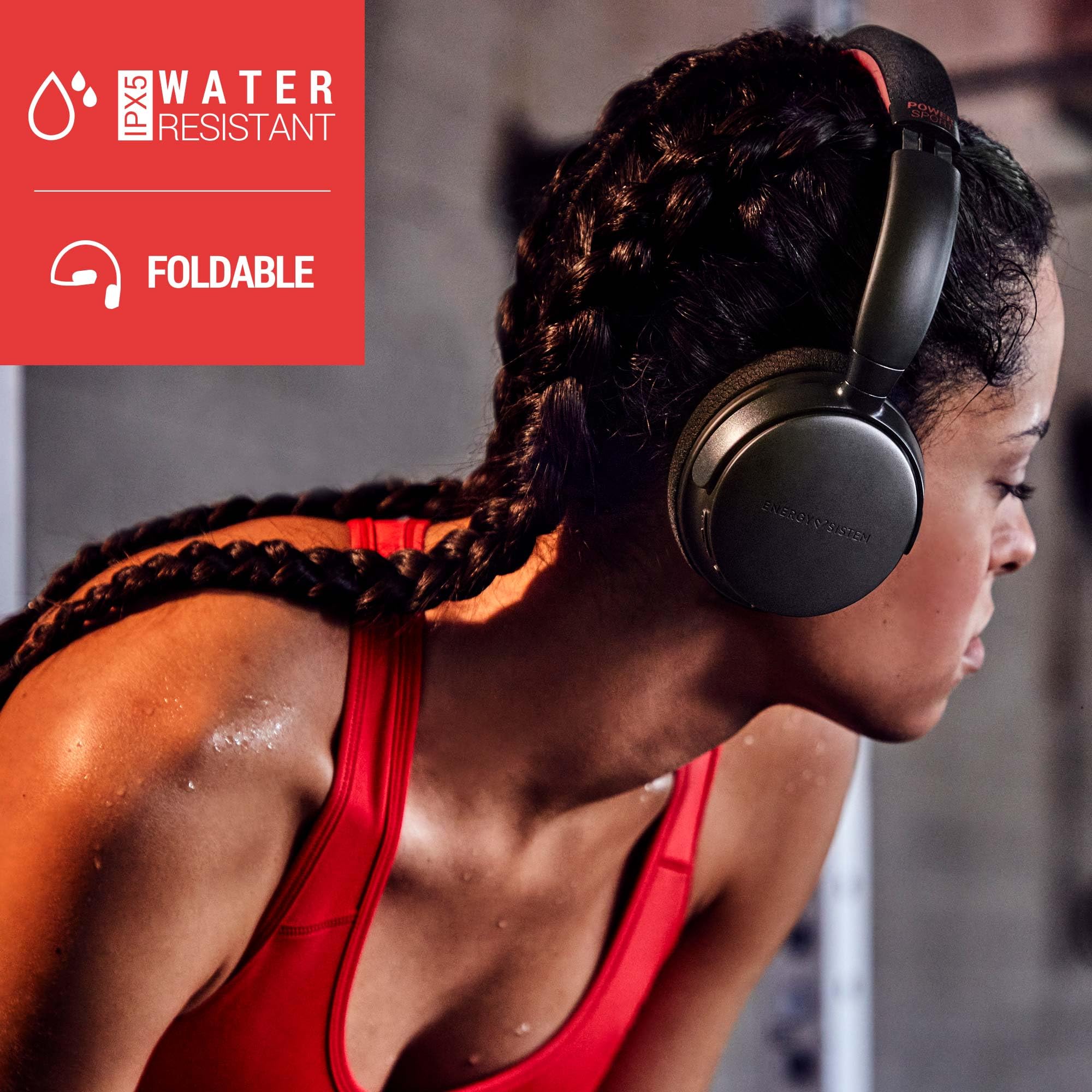 Energy Sistem Power Sport Bluetooth Headphones - Wireless Earbuds with 50H Battery, FM Radio, IPX5 Waterproof & Deep Bass (Bluetooth 5.3) - Perfect for Running, Gym Workouts & Outdoor Sports