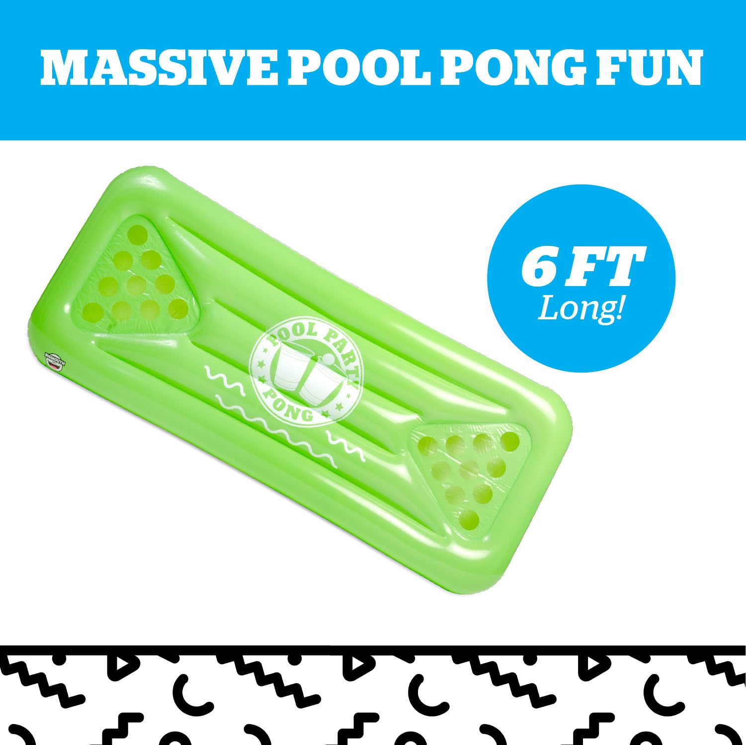 BigMouth Inc Inflatable Pool Party Pong Game - 6ft+ Wide Inflatable Beer Pong Table for Adults, Summer Pool Party Decorations & Outdoor Water Games | Perfect for Backyard BBQs, Beach Parties & College Events