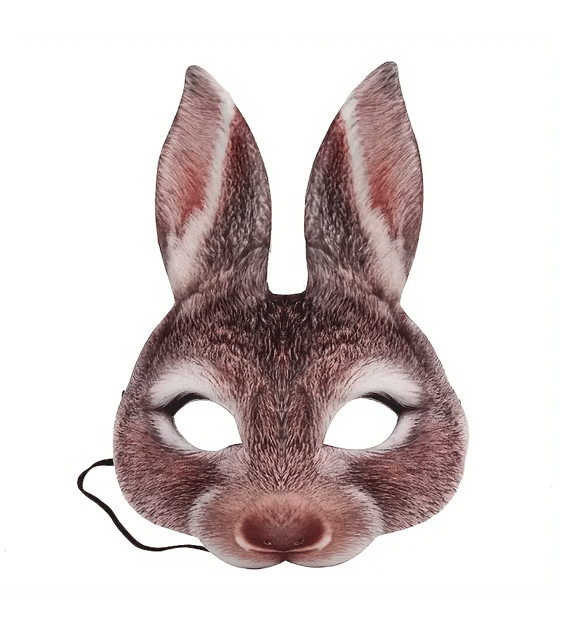 Soft Brown Rabbit Mask for Kids & Adults - Cute & Comfortable Animal Face Mask for Halloween, Cosplay, Parties & Costume Events