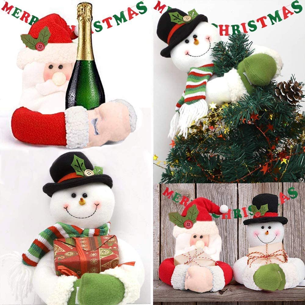 MSDADA Christmas Curtain Tiebacks - Santa & Snowman Design (2 Pack + 1 Hanging Banner) - Festive Window Decorations, Bedroom & Living Room Curtain Hooks for Holiday Home Decor - Perfect for Christmas Tree Display, Fireplace Mantel, and Seasonal Party Decorations