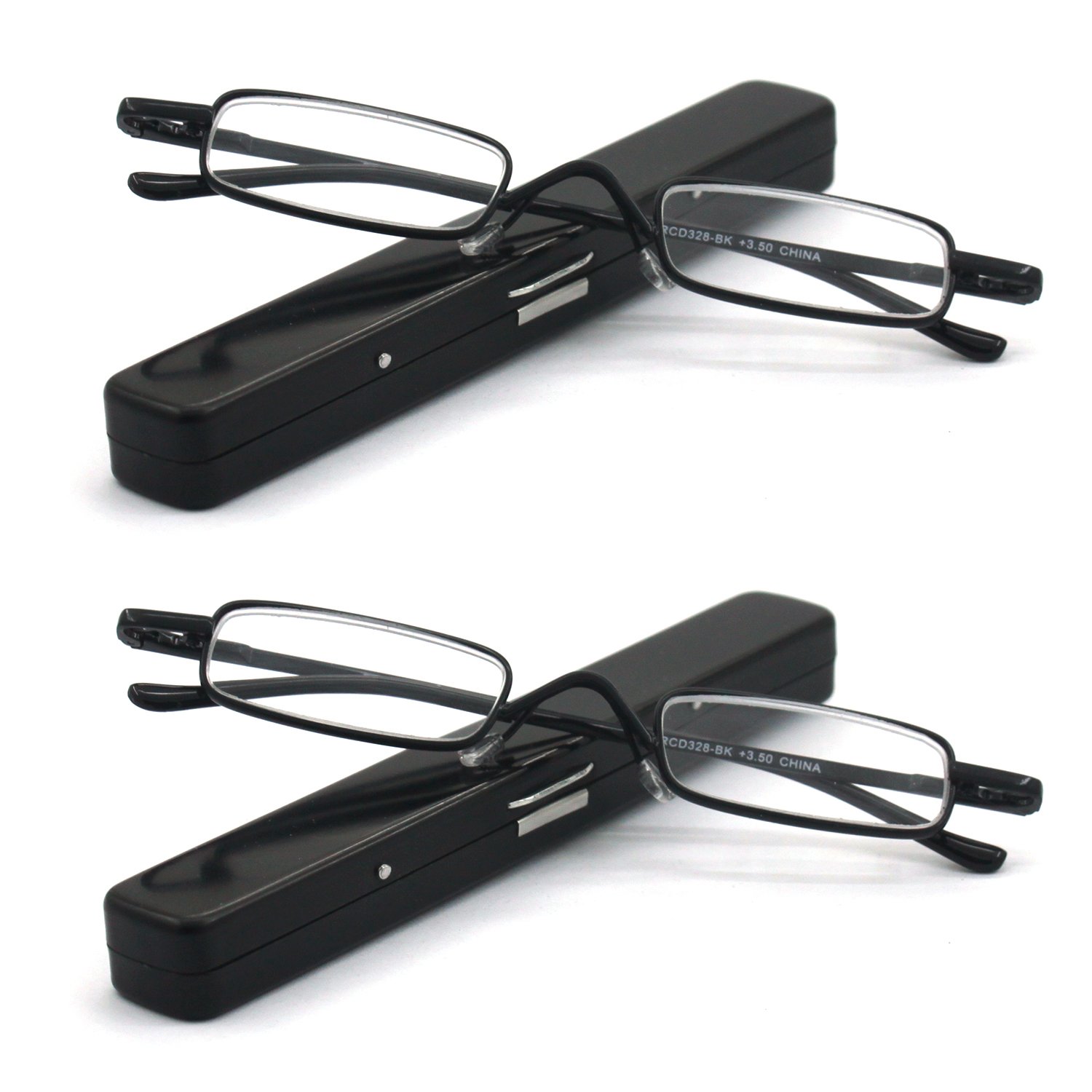 EYE ZOOM Ultra Lightweight Metal Reading Glasses with Protective Case - Black & Gunmetal Colors - Perfect for Reading, Travel, and Everyday Use