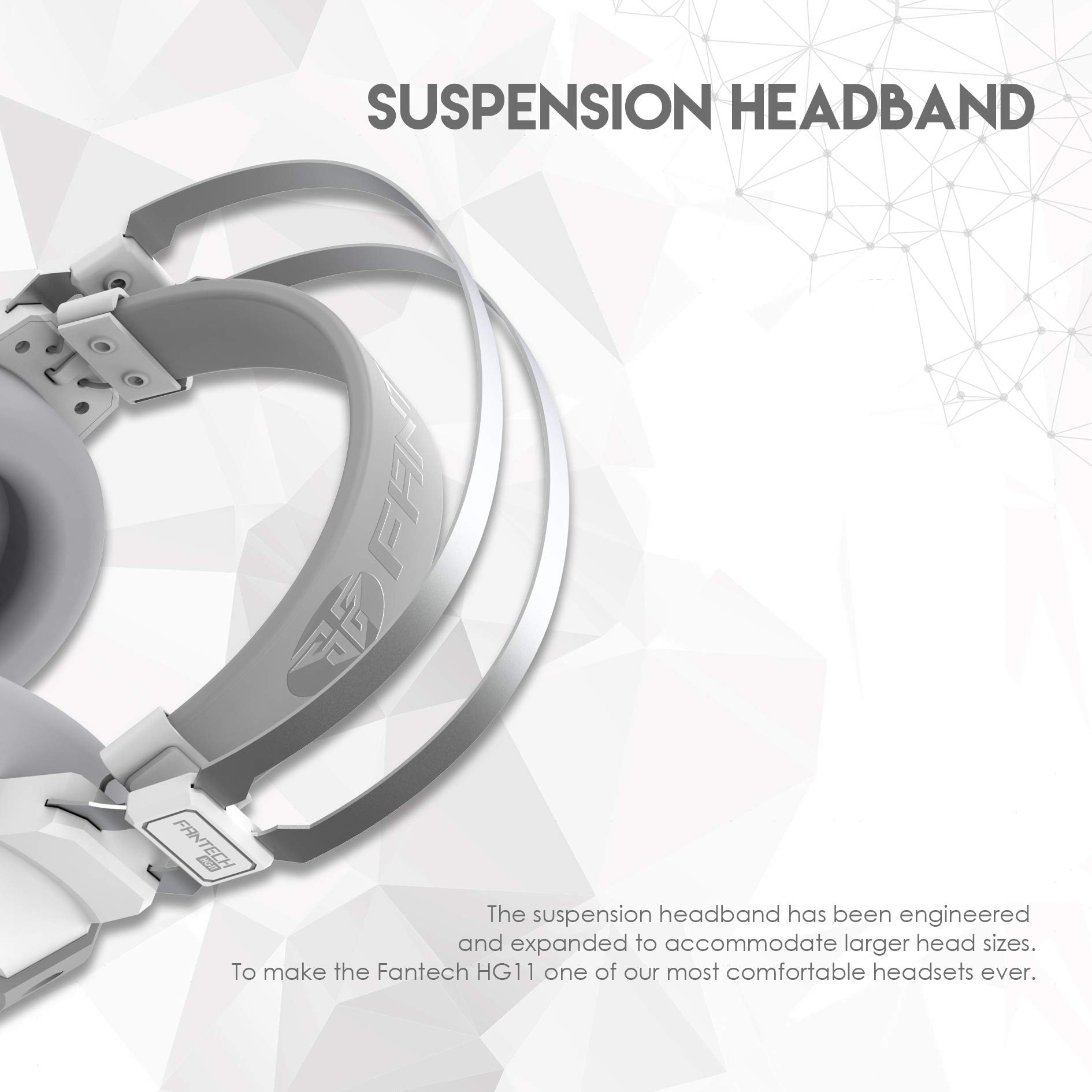FANTECH USB RGB Gaming Headset with Stand - 7.1 Surround Sound Over-Ear Headphones with Mic & Hanger - 50mm Drivers, DTS Digital - White - Perfect for PC Gaming, Streaming & Office Work