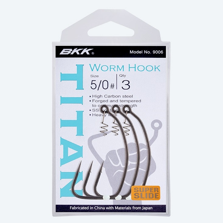 BKK Titan Worm Fishing Hooks - Sharp & Durable Saltwater & Freshwater Hooks for Bass, Trout, and Walleye - Perfect for Soft Plastic Worms, Lizards, and Creature Baits
