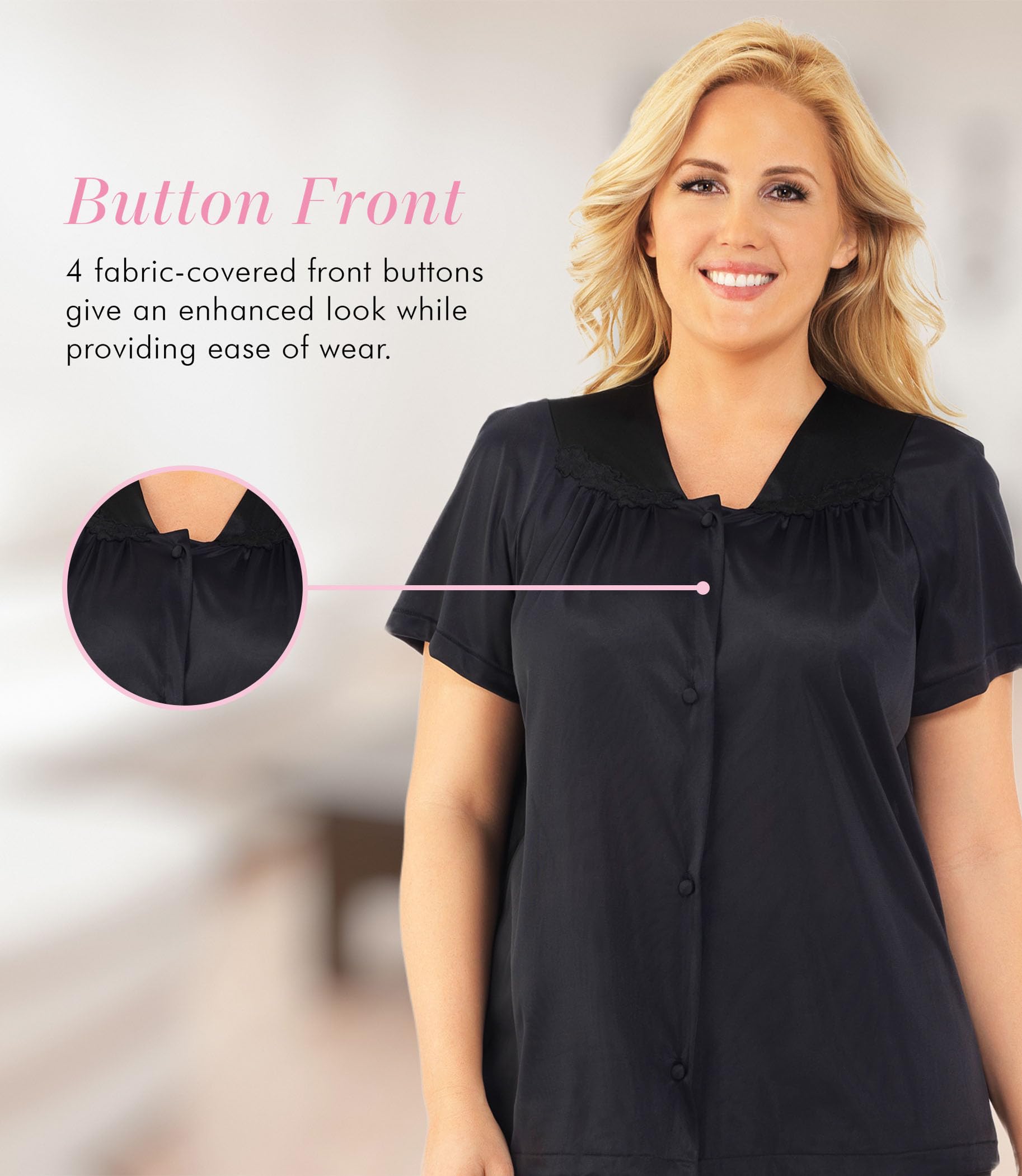 Exquisite Form 90107 Women's Nylon Tricot Short Sleeve Pajama Set - Soft & Comfortable Sleepwear for Lounge & Nighttime Relaxation
