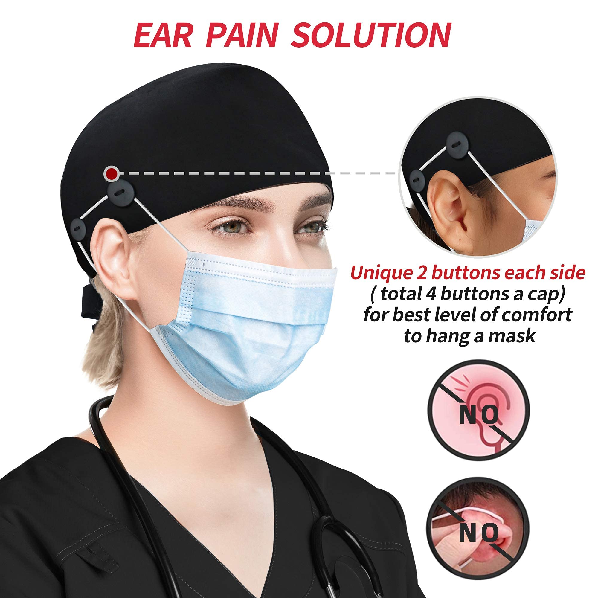 ABAMERICA Adjustable Work Cap with Button & Sweatband - Unisex Tie Back/Toggle Hat for Men & Women - Perfect for Construction, Gardening & Outdoor Labor