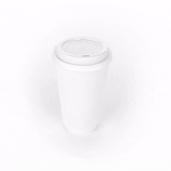 16 oz White Paper Ripple Wall Coffee Cups with White Lids - 20 Count Box (3.5