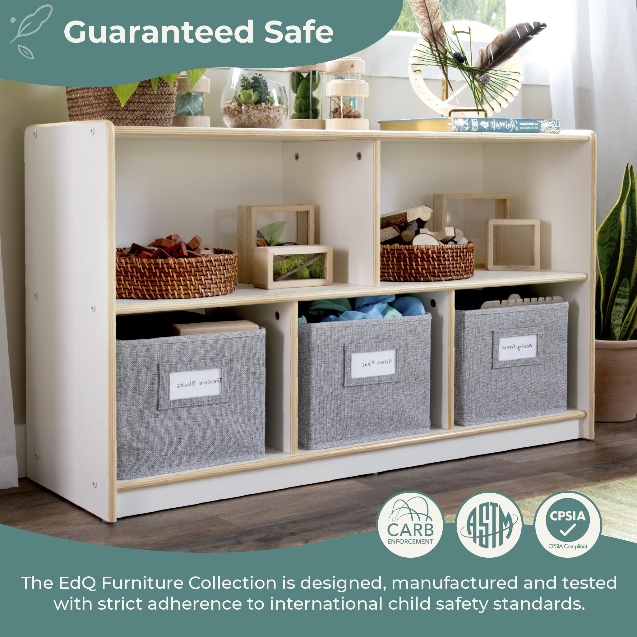 Guidecraft EdQ 5-Compartment Wooden Storage Shelf 24