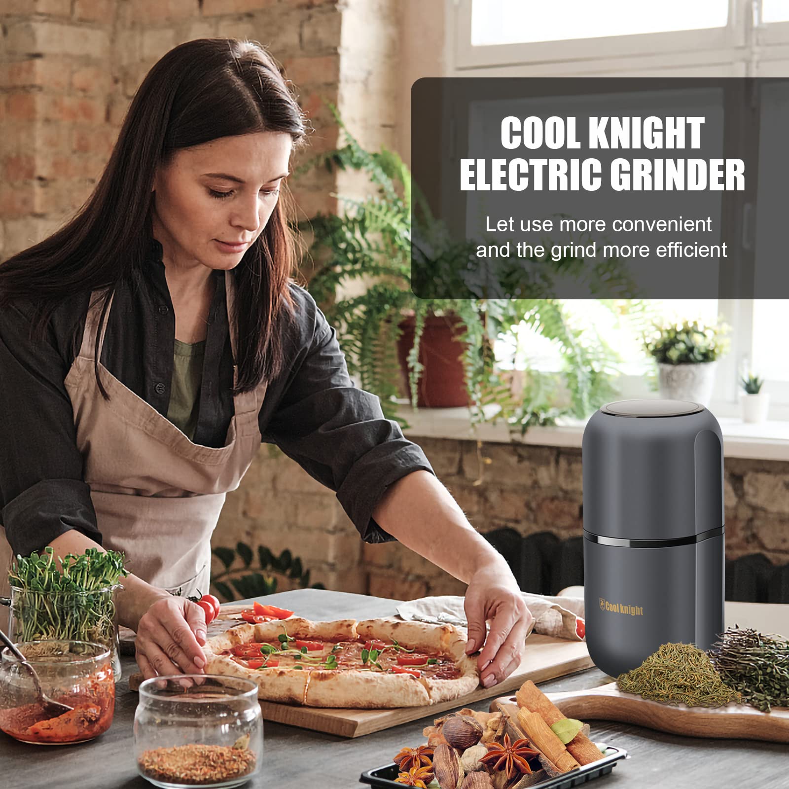 COOL KNIGHT Electric Herb Grinder - Large Capacity 7.5