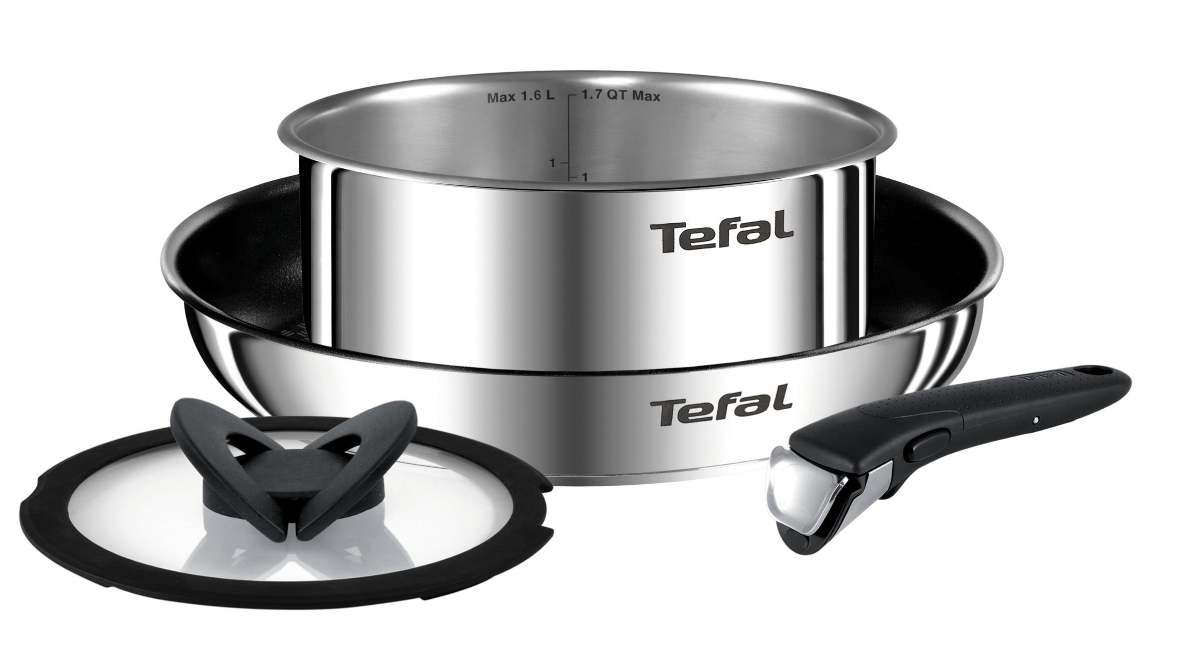 Tefal Ingenio Emotion Stainless Steel Induction 4-Piece Cookware Set - User Manual & FAQs Included - Perfect for Induction Stovetops, Everyday Cooking & Small Kitchens