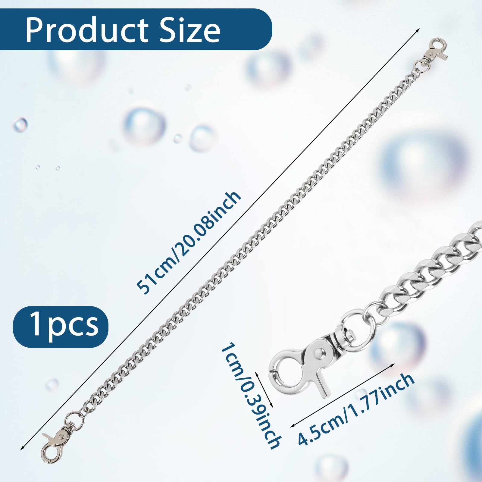 Heavy Duty Silver Wallet Chain for Men & Women - Punk Hip Hop Goth Accessories - Metal Keychain & Pants Chain for Jeans, Keys & Style    (Perfect for Punk Fashion, Hip Hop Outfits, Gothic Style, and Everyday Streetwear Accessories)