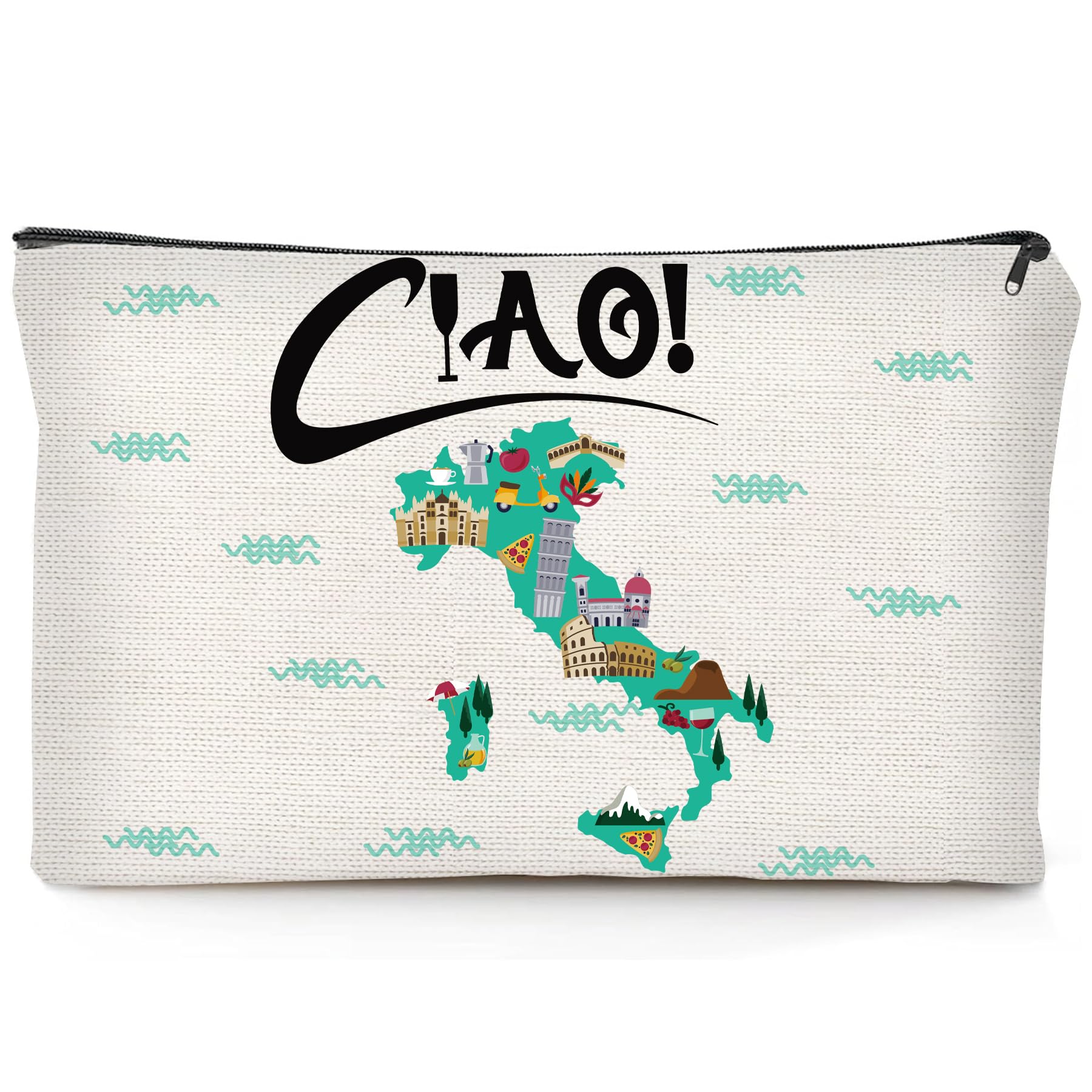 Italy Themed Makeup Bag for Women - Italian Travel Cosmetic Pouch with Zipper, Perfect Gift for Italy Lovers & Travel Essentials - Great for Vacation, Business Trips & Daily Use