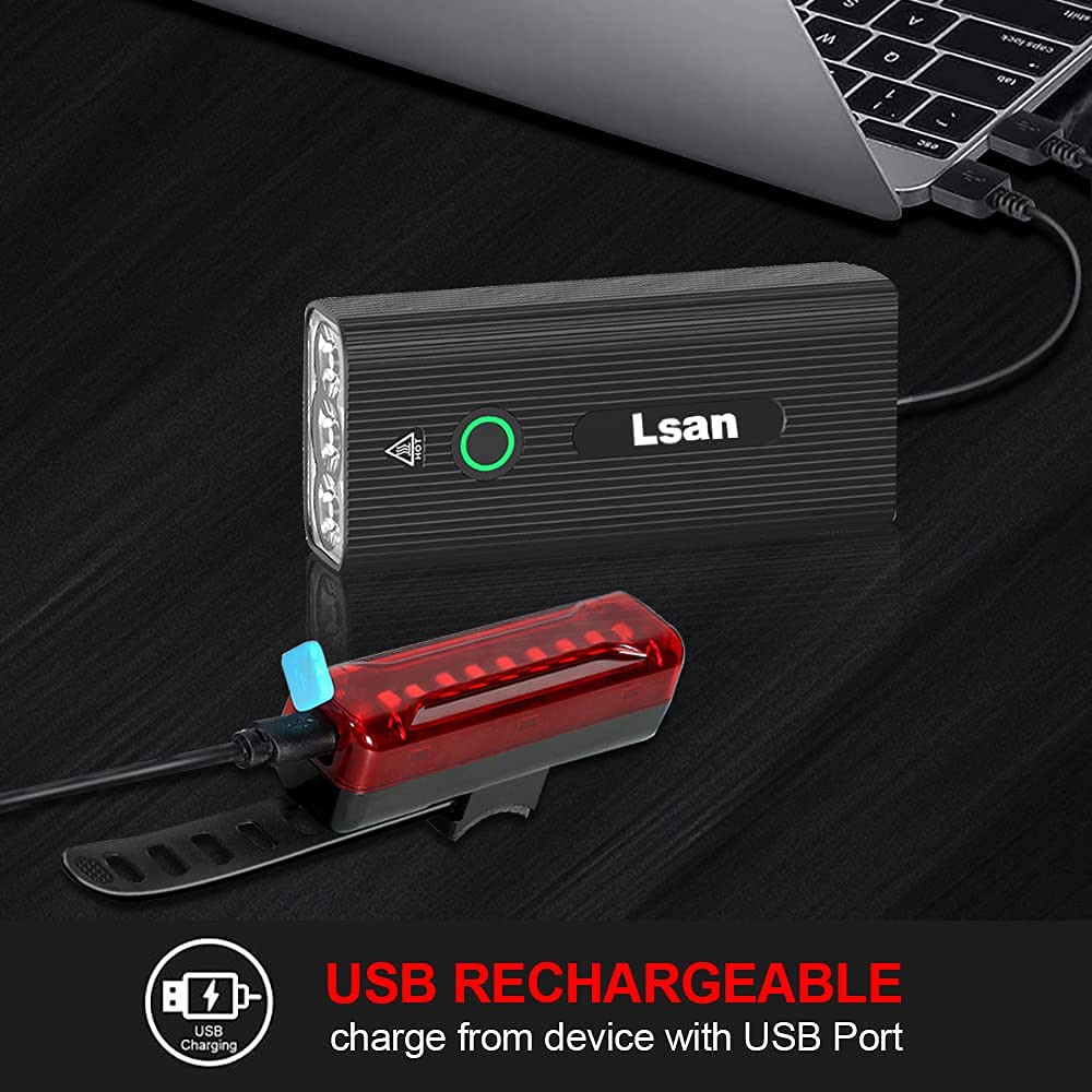 1200 Lumens USB Rechargeable Bike Light Set - Super Bright 3 LED Bicycle Headlight & Taillight with Power Bank Function, IPX5 Waterproof, 3+5 Lighting Modes for Night Cycling, Commuting & Outdoor Adventures