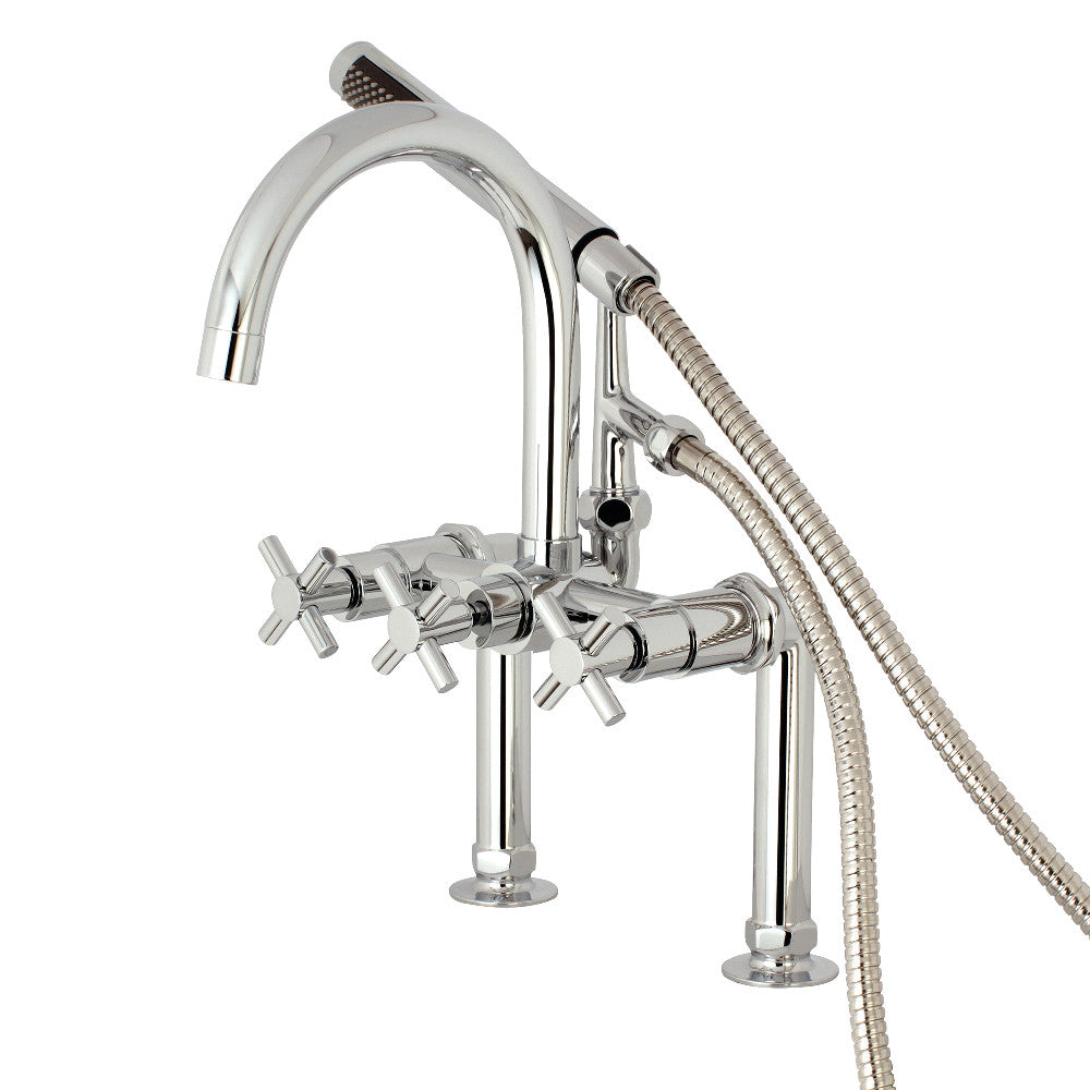 Vintage Style AE8107DX Concord 7 Inch Deck Mount Clawfoot Bathtub Faucet - Antique Brass Finish for Classic Bathroom Decor & Freestanding Tub Installation