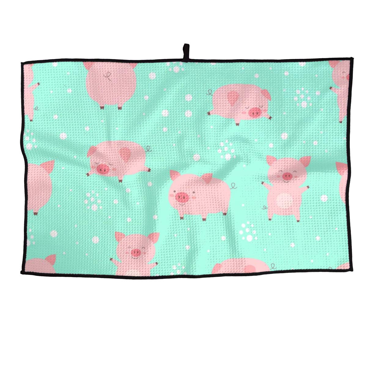 Pink Piggy Microfiber Golf Towel - Quick Dry Waffle Pattern Sports Towel for Men & Women - Perfect for Golf, Yoga, Gym, Workout and Travel Accessories