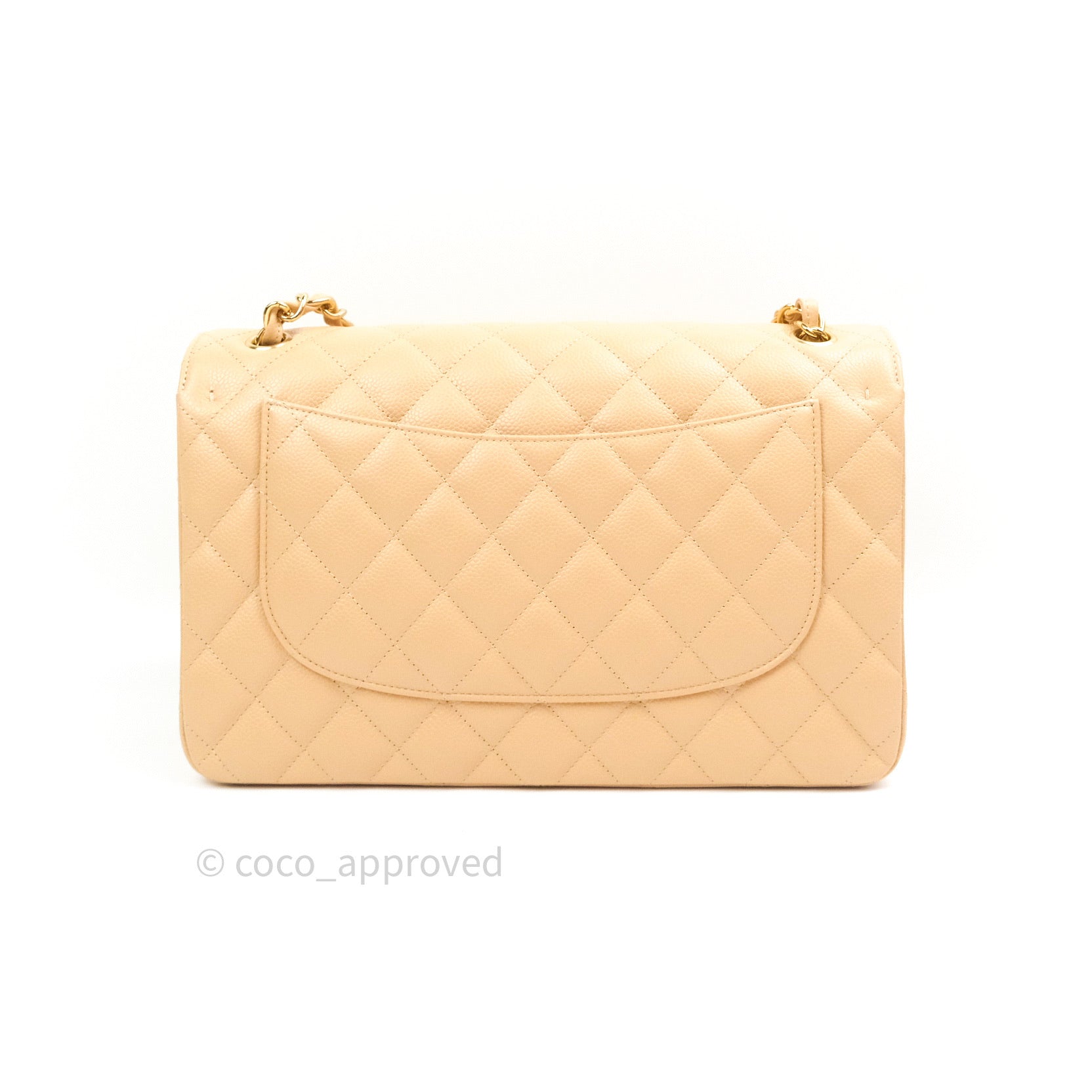Chanel Classic Jumbo Double Flap Bag Beige Caviar Leather with Gold Hardware - Luxury Designer Handbag for Women, Perfect for Parties & Special Occasions