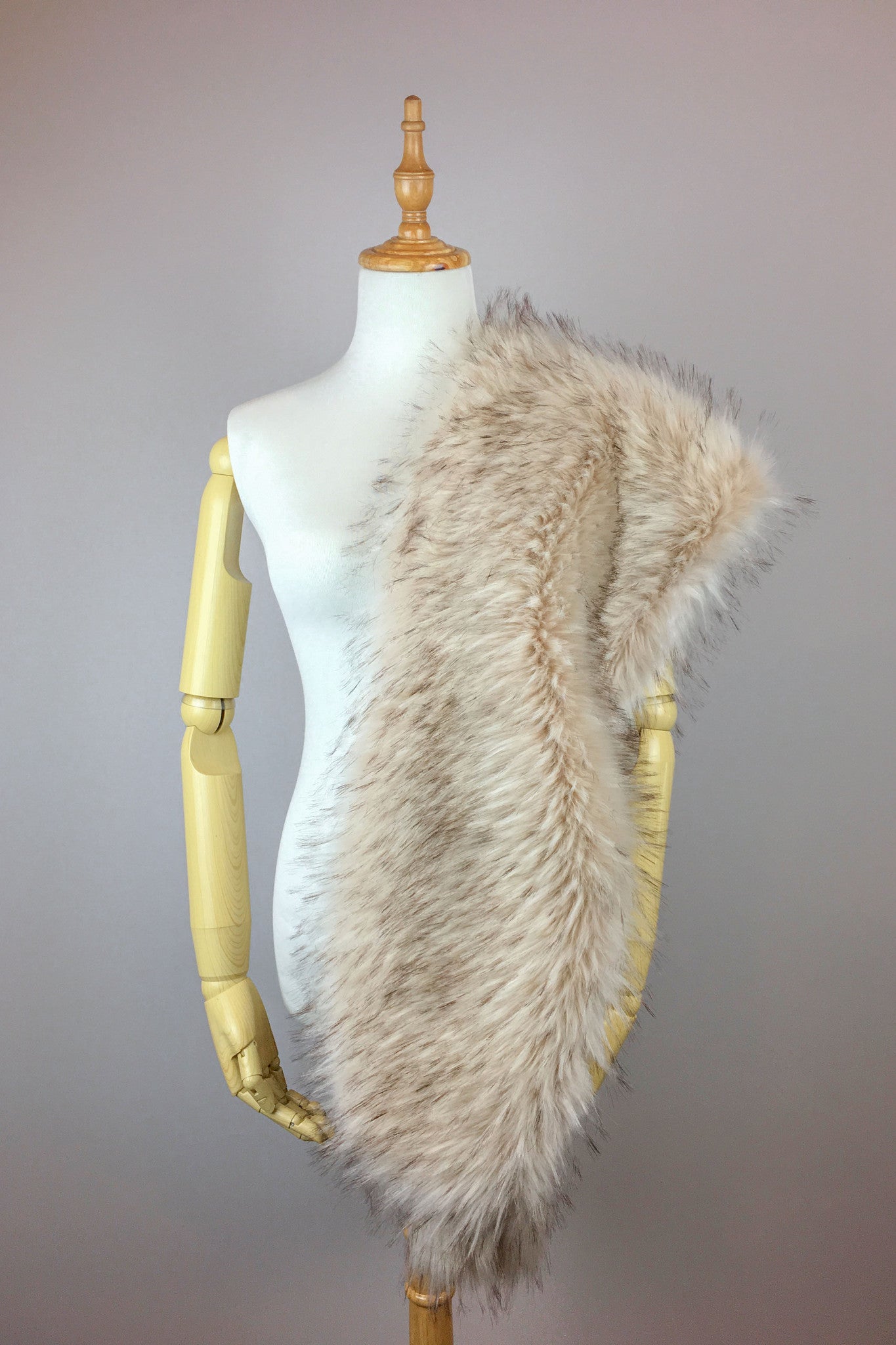 Blush with Black Tips Faux Fur Shawl Wrap - Lilian Blu02 - Elegant Winter Fashion Accessory for Women, Perfect for Parties, Weddings & Evening Events