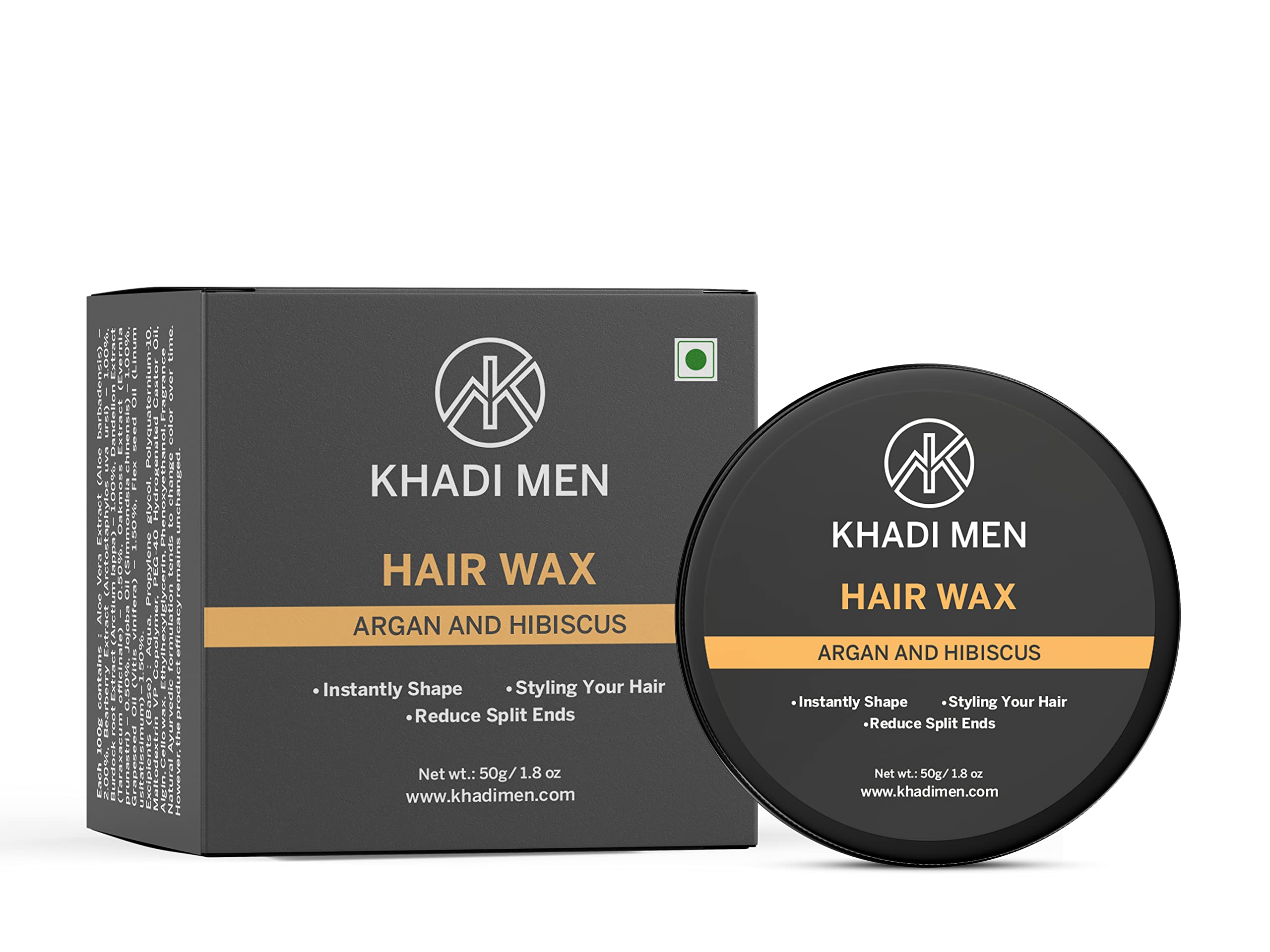 Khadi Men Stronghold Hair Wax for Styling & Volume | Natural Shine & Matte Finish | Easy Wash Off & Restylable | Paraben, Sulphate & Alcohol Free (50g) - Perfect for Daily Hairstyling & Special Occasions