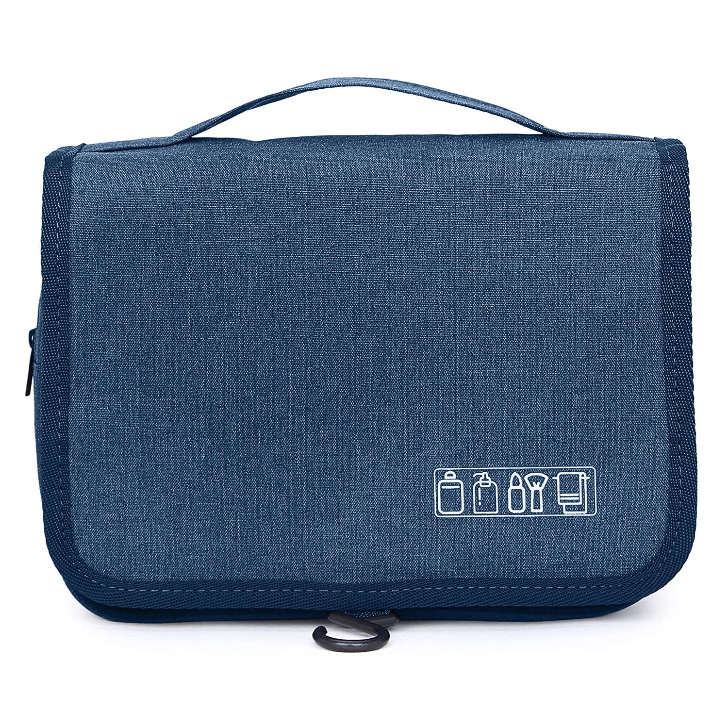 GANNEPIE Large Travel Makeup Bag for Women - Waterproof Cosmetic Organizer with Zipper, Navy (Perfect for Travel & Daily Use)