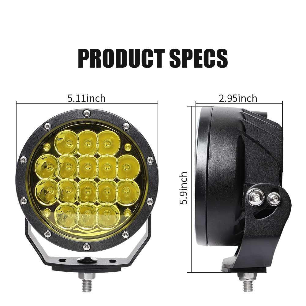 EXZEIT 5 Inch Amber LED Driving Lights - 160W 11200 Lumens Waterproof Fog Lights for Jeep Wrangler, Trucks, Toyota Pickup, GMC SUV | Off-Road, Snow, Rain & Fog Use