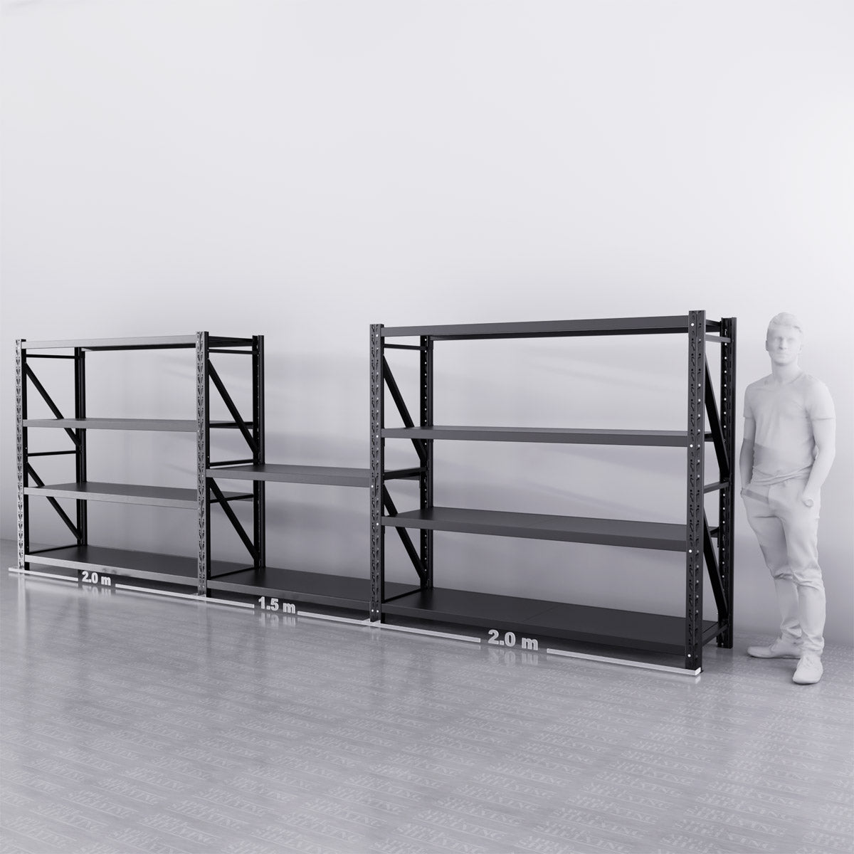 5.5m x 1.8m x 0.6m Heavy Duty Industrial Shelving Workbench - 2500KG Capacity (W x H x D) - Perfect for Warehouse Storage, Workshop Organization & Garage Shelving Solutions