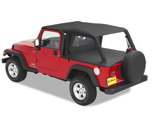Bestop 5254435 Black Diamond Safari-Style Bikini Top for 2004-2006 Jeep Wrangler Unlimited - Durable Soft Top Replacement for Summer Off-Road Adventures & Beach Cruising