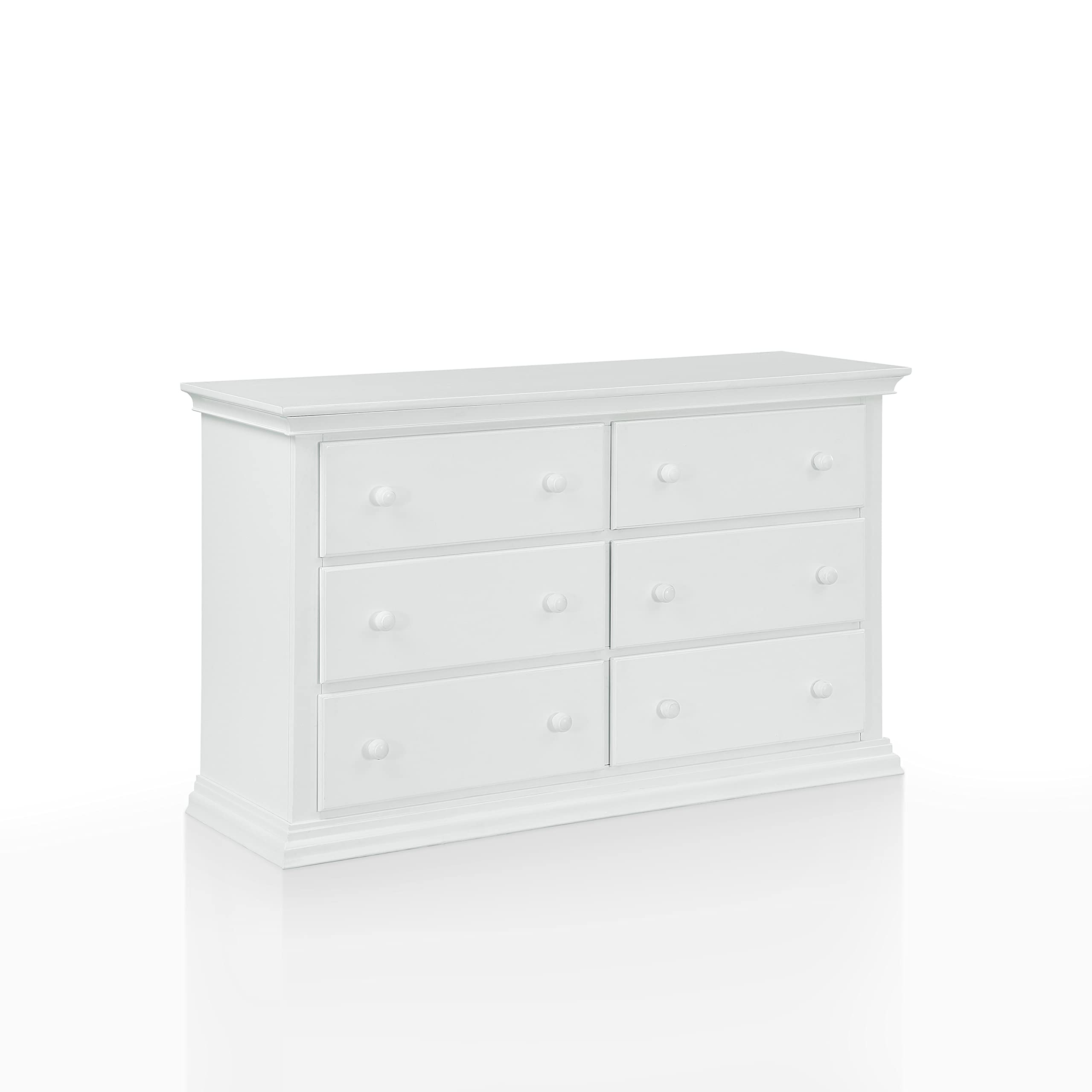 Universal White Hardwood Double Dresser for Nursery & Bedroom - 6 Spacious Drawers with Anti-Tip Kit | Sturdy Wooden Baby Furniture for Storage & Organization | Perfect for Kids' Room, Guest Bedroom & Nursery Decor