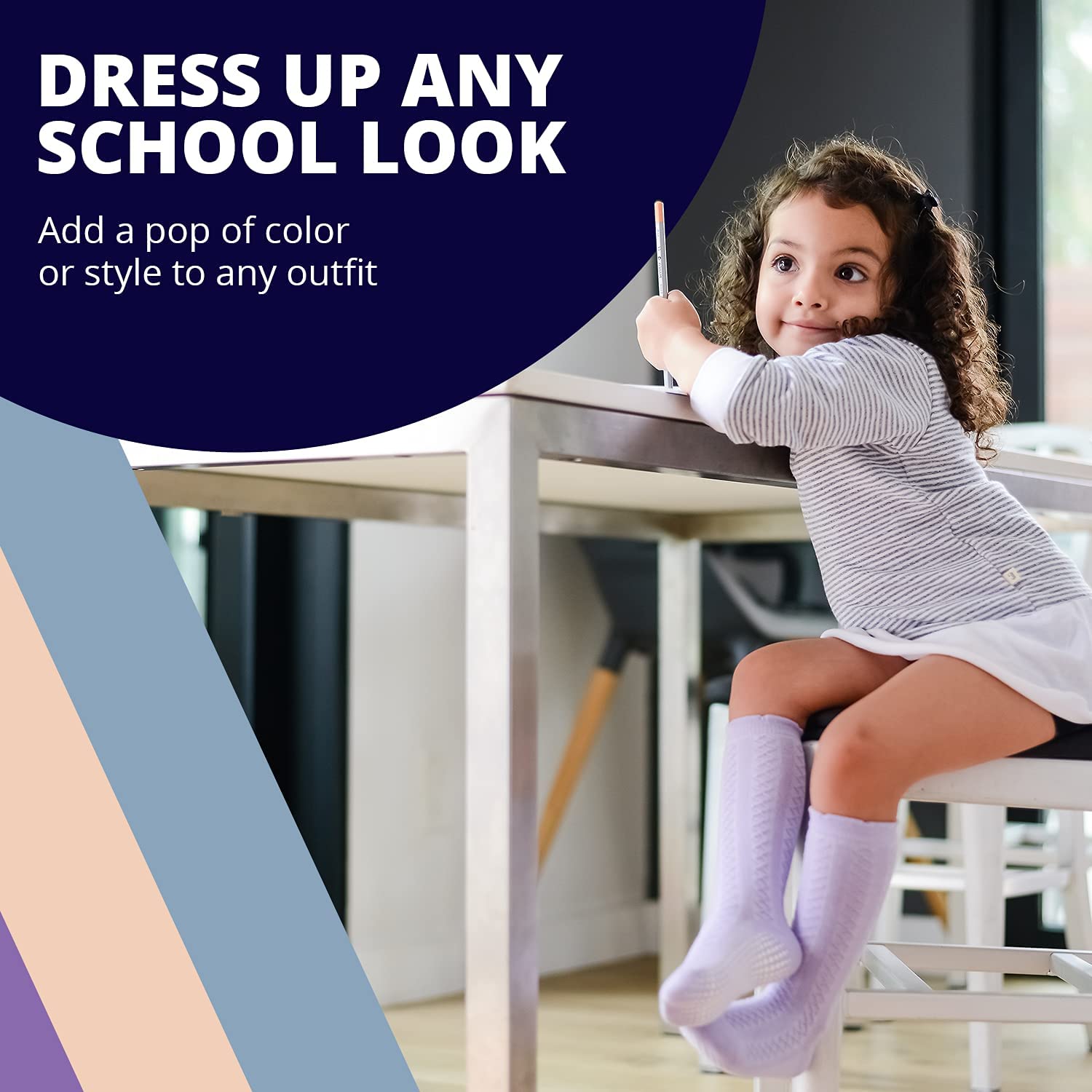 LA ACTIVE Girls Knee High Socks - Warm Cotton Uniform Sports Socks for Toddlers & Kids - Perfect for School, Dance, Cheerleading & Winter Outfits