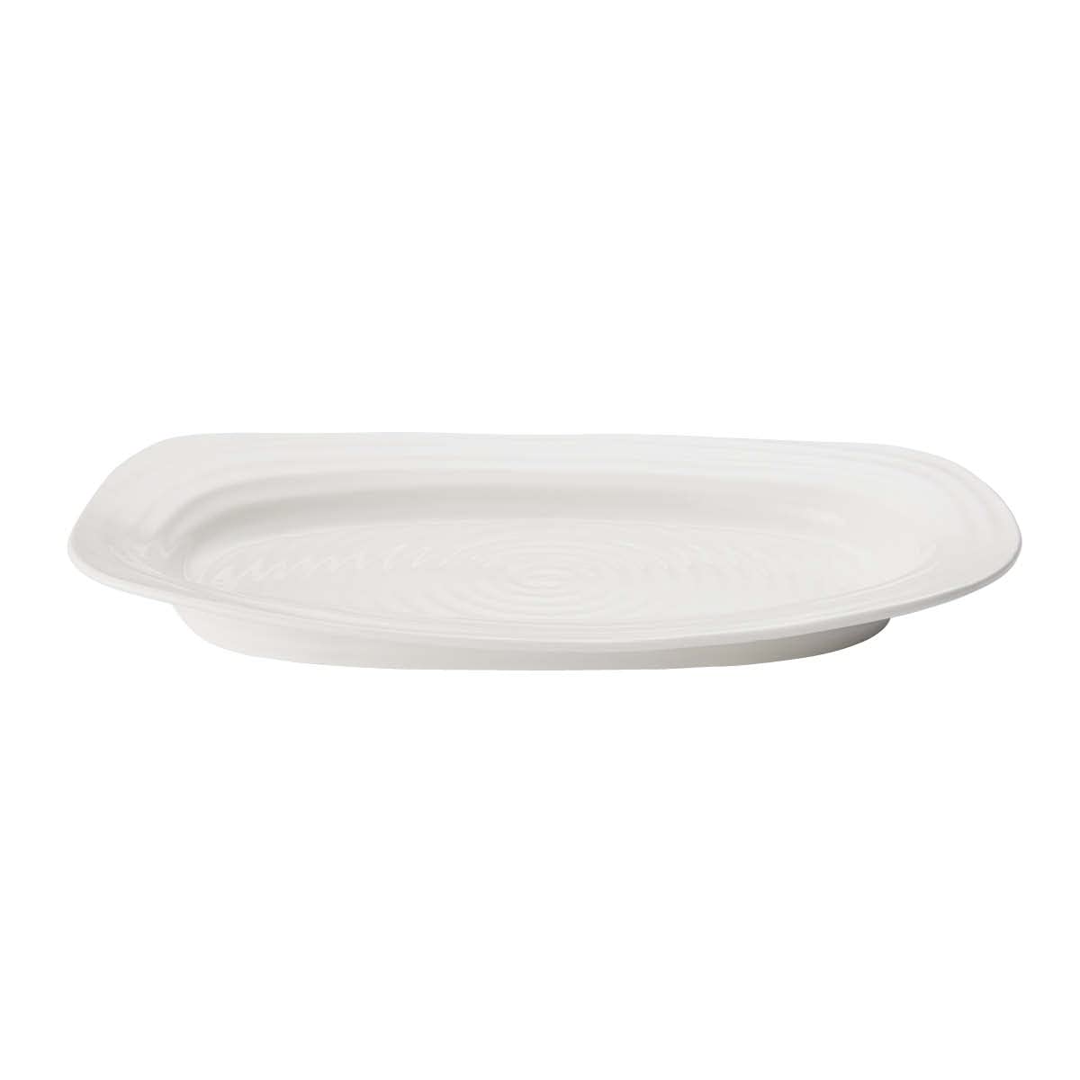 Portmeirion Sophie Conran White Porcelain Sandwich Tray - 13.5 x 9 Inch Appetizer Serving Platter for Parties, Snacks & Entertaining | Microwave & Dishwasher Safe | Elegant Dinnerware for Home & Restaurant Use