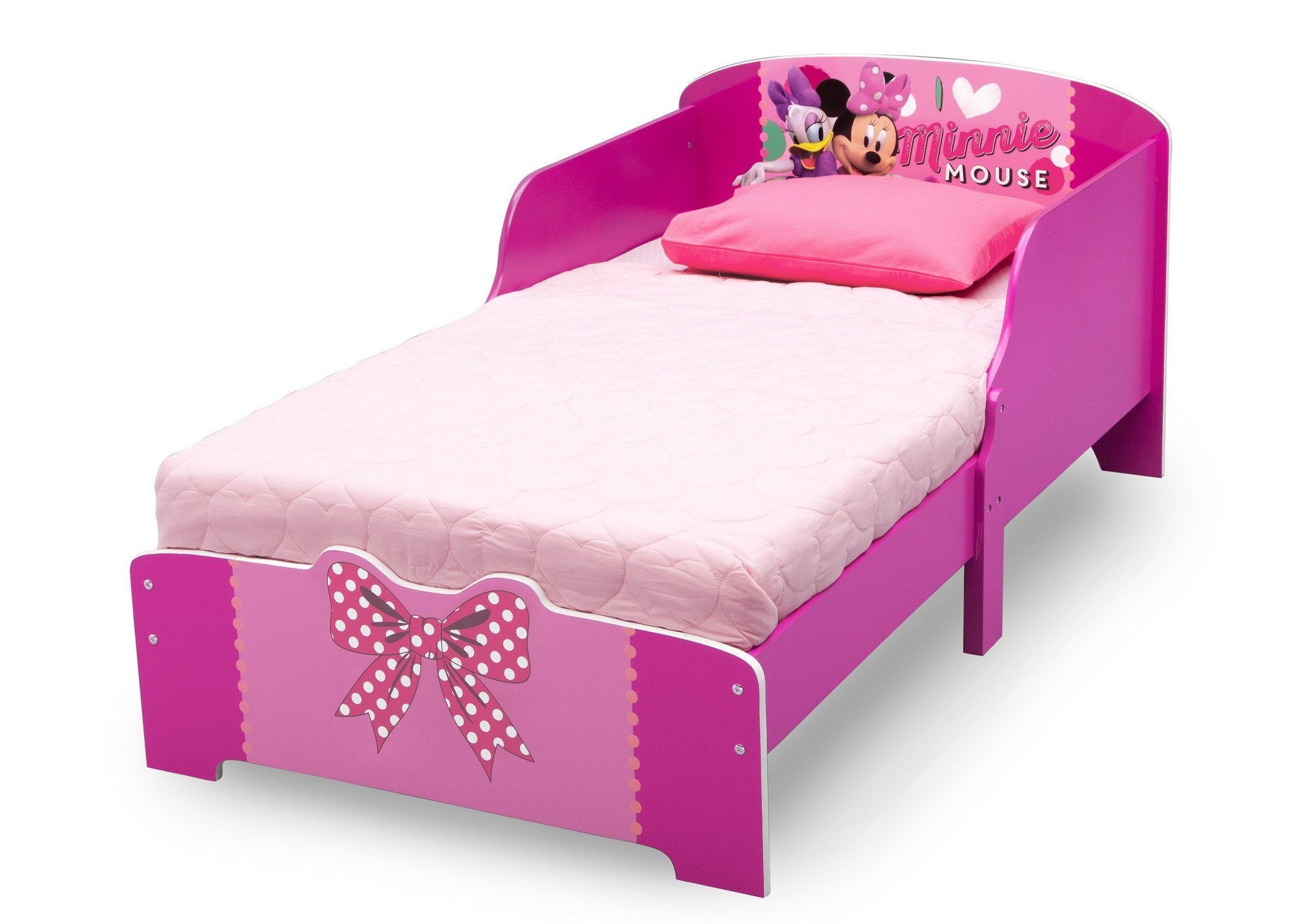 Minnie Mouse Wood Toddler Bed for Girls - Disney Princess Themed Kids Furniture - Perfect for Nursery, Bedroom & Daycare Decor