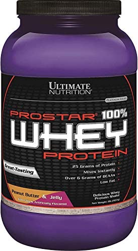 Ultimate Nutrition Prostar Whey Protein Powder - Whey Concentrate, Isolate & Peptides Blend - 25g Protein, Low Carb, Keto Friendly - 2lbs (30 Servings, PB&J Flavor) for Muscle Recovery & Post-Workout Nutrition
