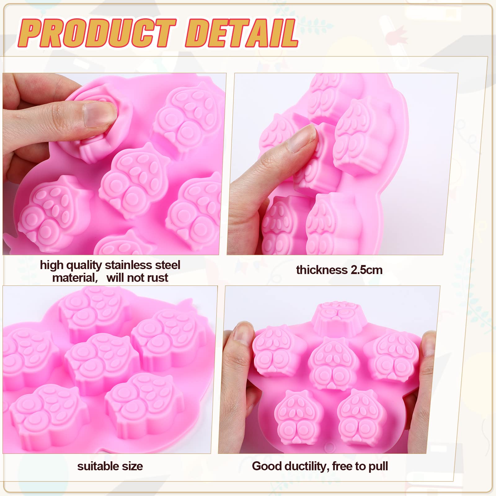 4 Pack Graduation Silicone Molds Set - Owl, Diploma Scroll & Grad Cap Candy Molds for Fondant, Cake Toppers - Perfect for Graduation Parties, Teacher Gifts & DIY Dessert Decorations