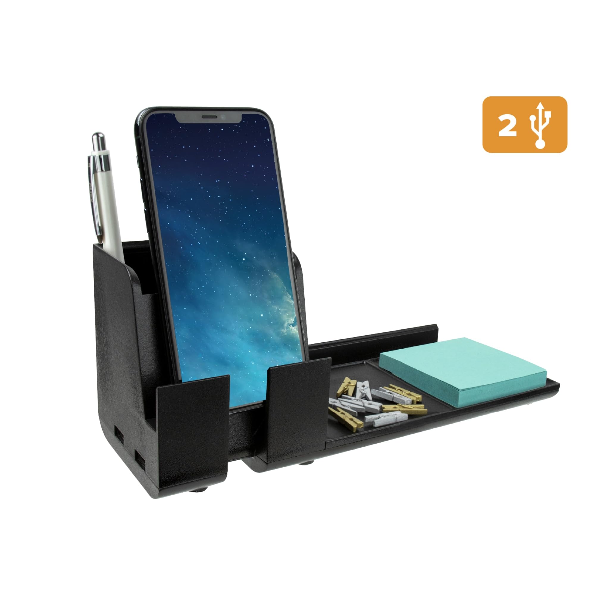 Bostitch USB Charging Station - Phone Stand for Desk, Black | Office & Home Use