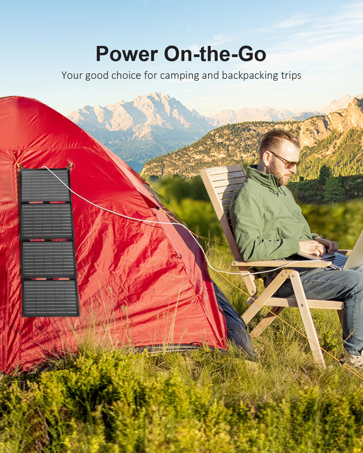 40W Foldable Solar Panel with USB C, USB A & DC 18V Output - IP68 Waterproof ETFE Portable Solar Charger for iPhone, Samsung Phones - Perfect for Camping, Hiking, RV Trips & Outdoor Power Stations