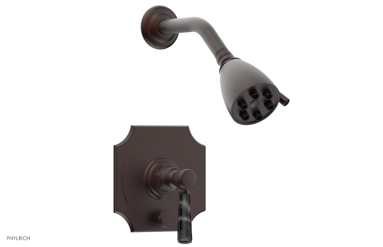 Premium HENRI Pressure Balance Shower and Diverter Set with Black Marble Handle - No Spout Included (Model 4 163) | Perfect for Modern Bathroom Renovations & Spa-Like Shower Experiences
