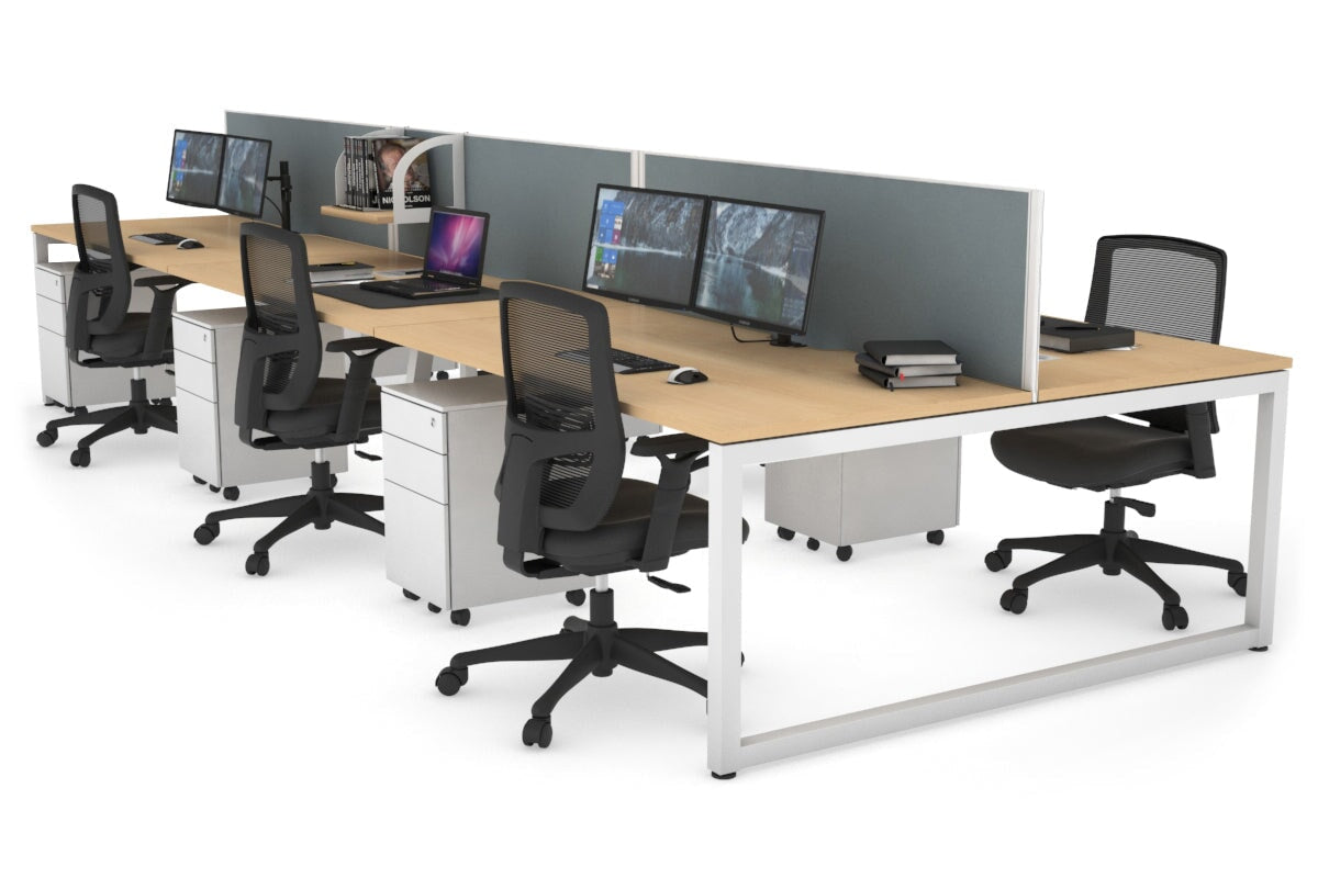 Quadro Loop Legs 6-Person Office Workstation - 1400L x 800W with Cable Management - Perfect for Open Office Layouts & Collaborative Workspaces
