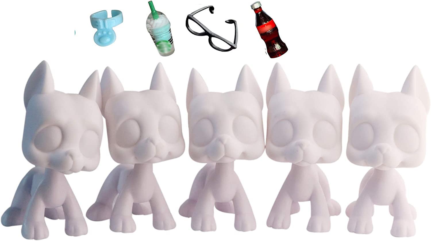 Custom DIY LPS Molds for Cats & Dogs - 5pcs Great Dane Design Your Own OOAK Clay Molds for Polymer Clay Crafts, Jewelry Making & Miniature Sculpting
