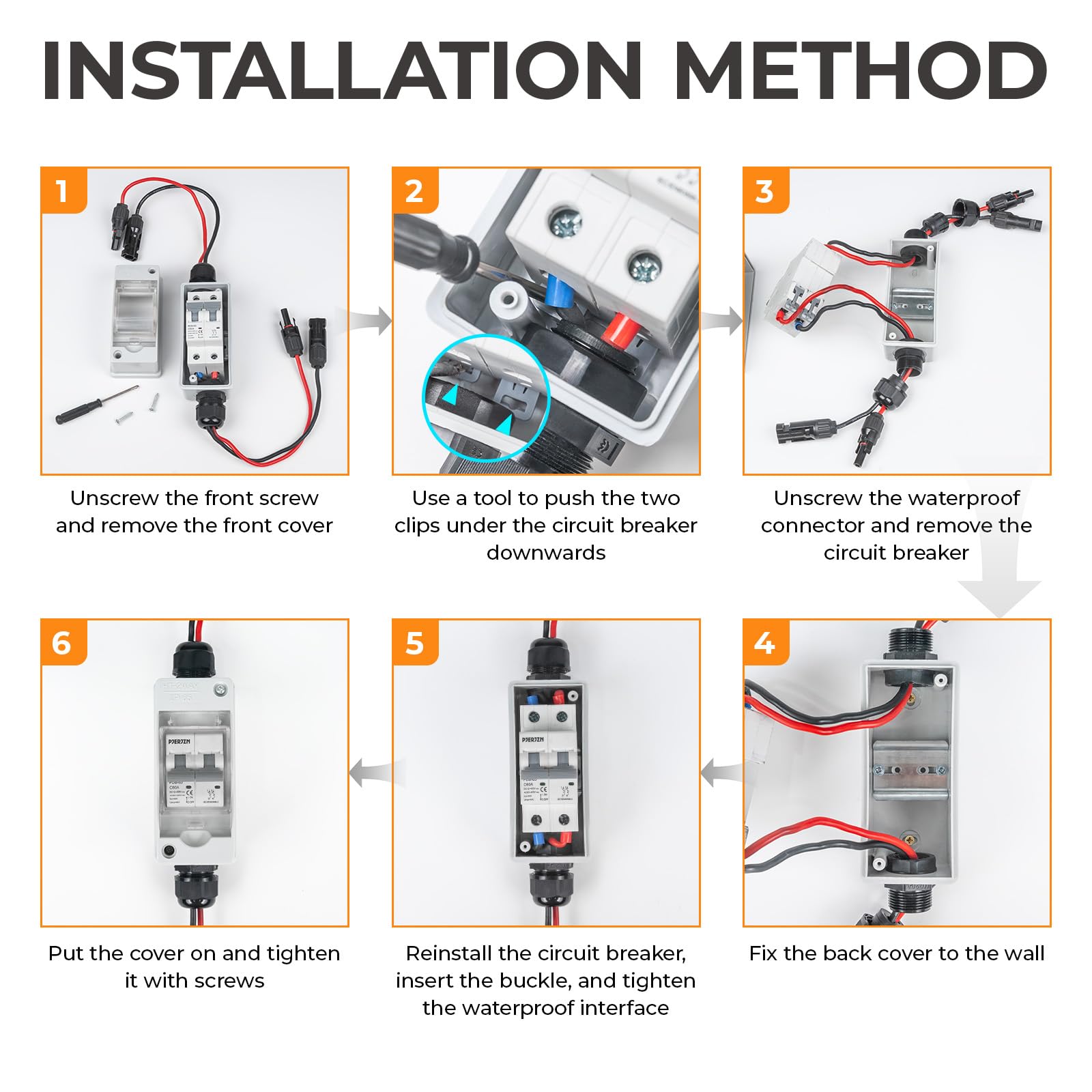 1000V 10A Solar Panel Disconnect Switch - IP65 Waterproof PV Circuit Breaker for Solar Power Systems, Home Battery & Off-Grid Applications - Outdoor Use for Safety & Easy Maintenance