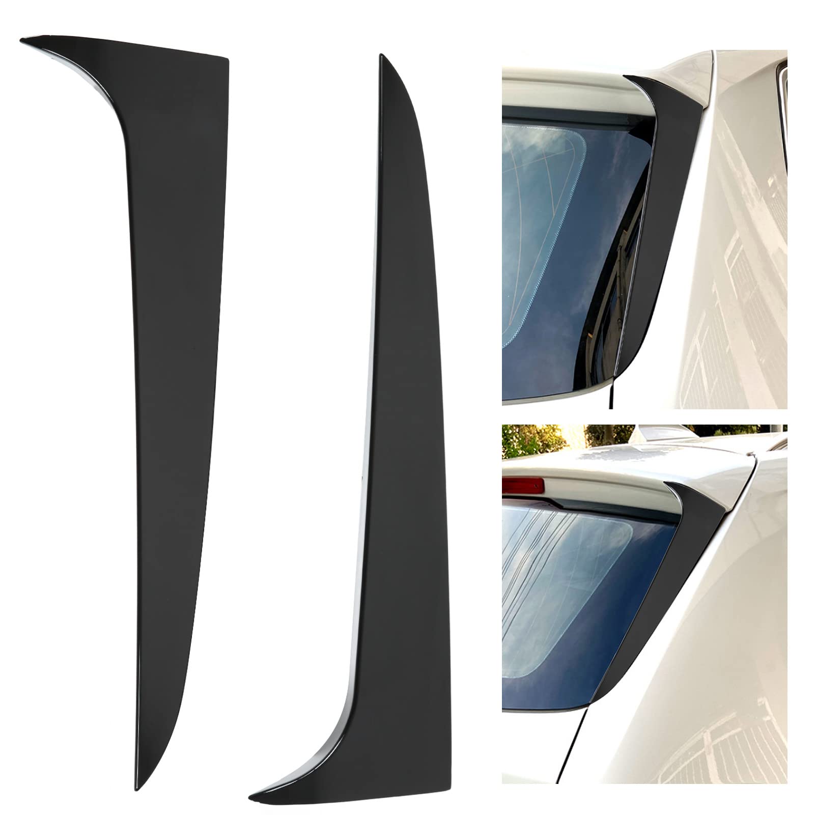 Glossy Black Rear Window Side Spoiler Trim for BMW X3 F25 (2011-2017) - Left & Right Pair, Aerodynamic Beveled Design - Perfect for Enhanced Style & Vehicle Protection During Highway Driving