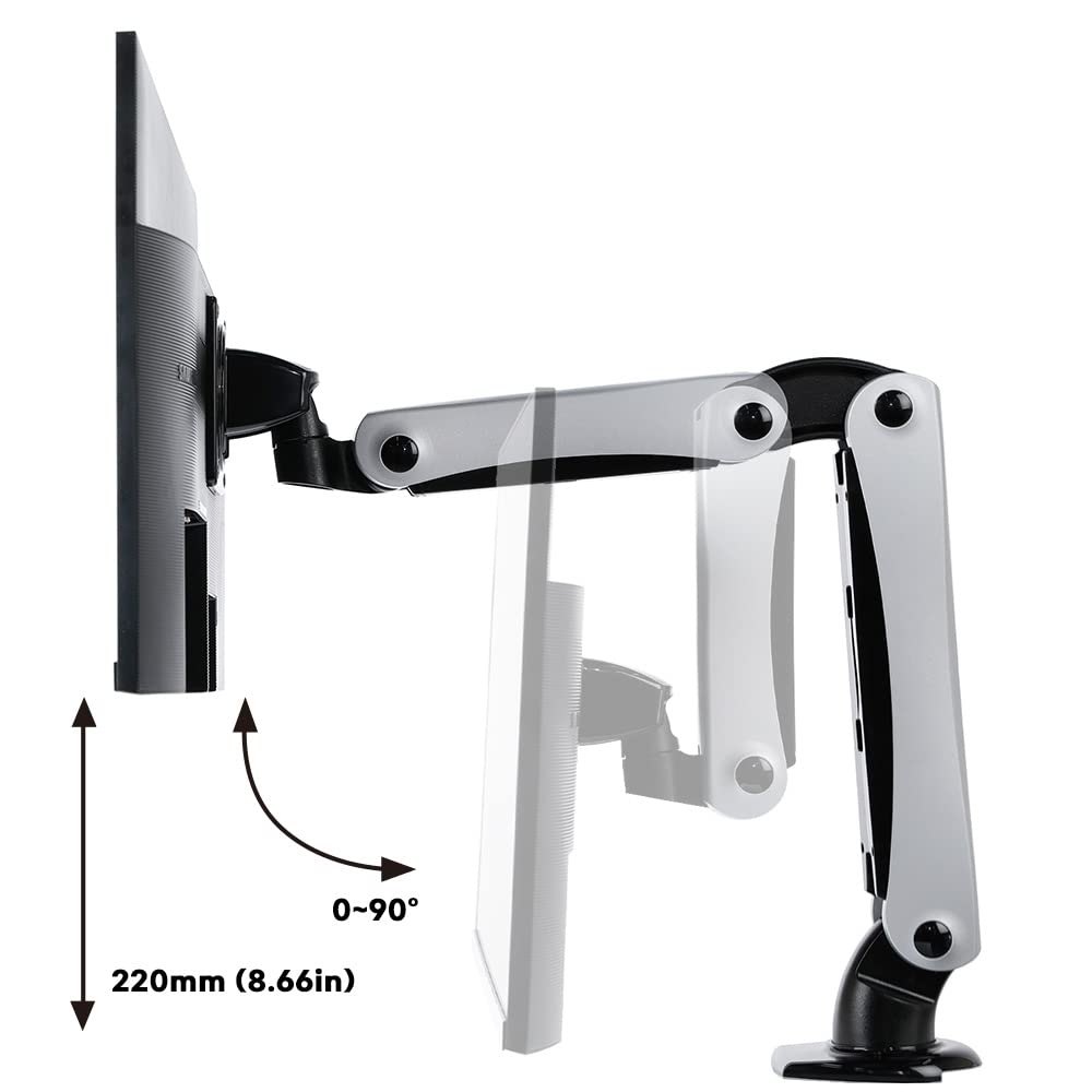 ACELUXE B1 Aluminum Single Monitor Arm Stand with Clamp Base - Holds 34 Inch Screen up to 19.8lbs, 360° Rotation, Height & Angle Adjustable, Ergonomic Design for Home & Office - Gray - Perfect for Workstations, Gaming Setups & Multi-Monitor Configurations
