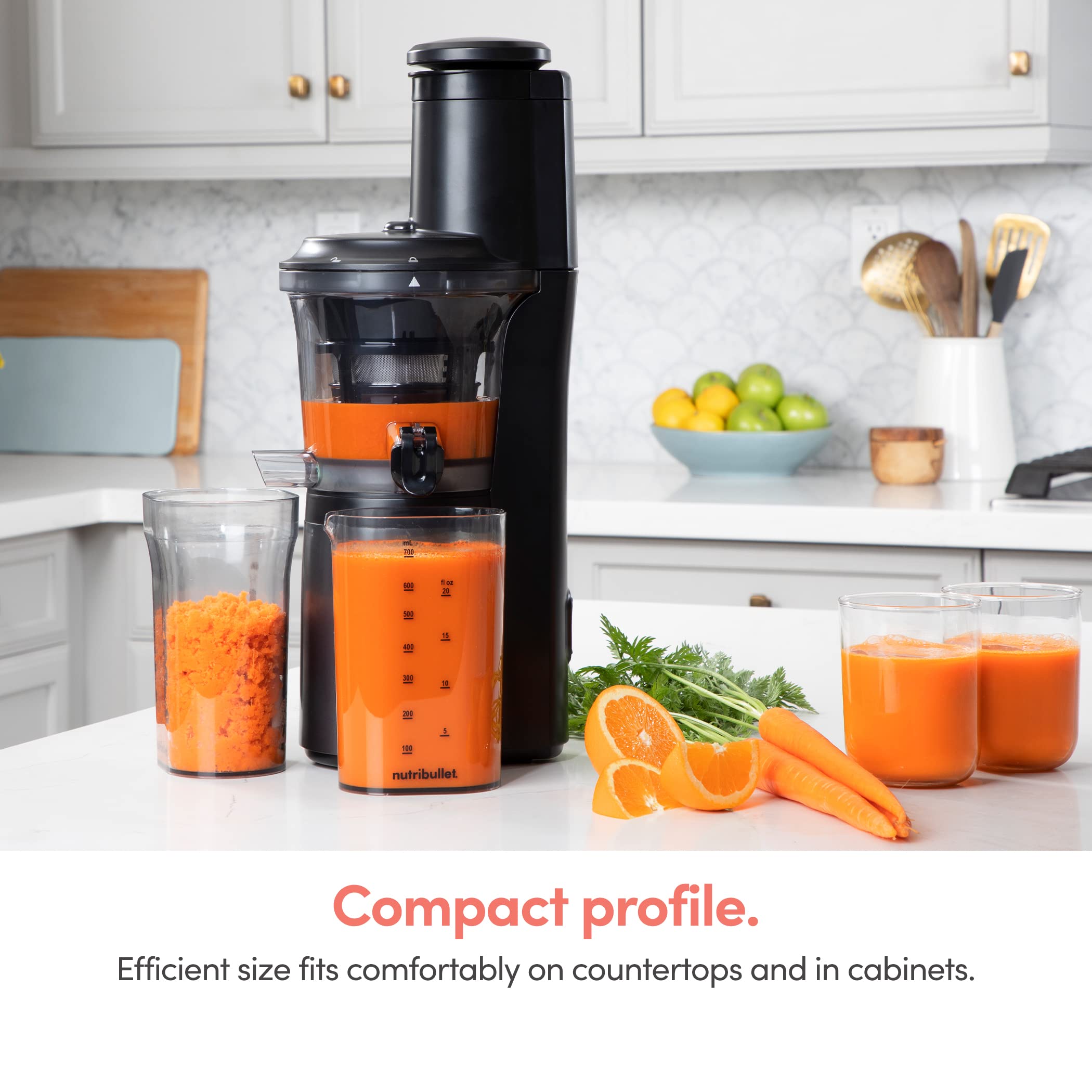 Nutribullet Slow Juicer & Blender Combo - 600W Masticating Juicer Machine with 24oz Container for Cold Press Juicing, Smoothies, Shakes & Food Prep - Charcoal Black & Gray (Model NBJ50300) - Perfect for Healthy Drinks, Baby Food & Meal Prep at Home