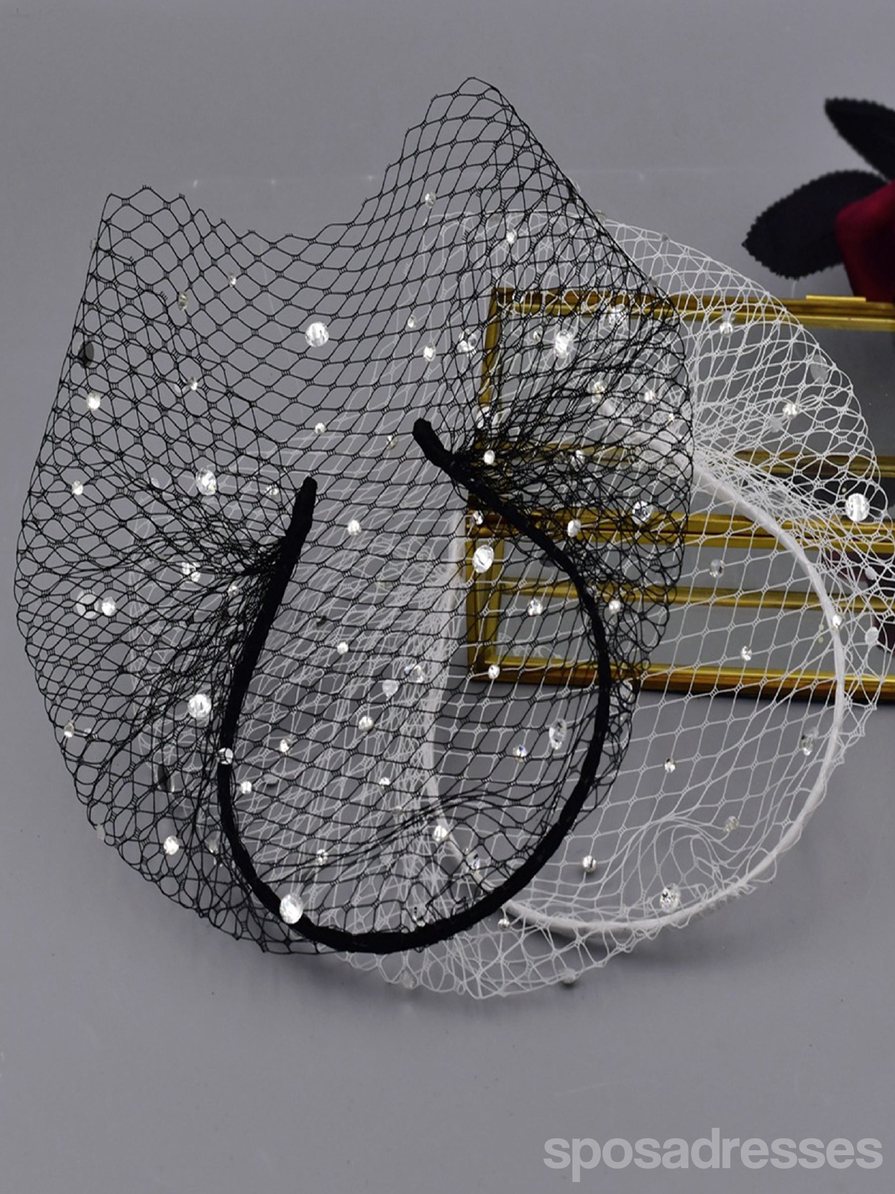 Elegant Vintage Bird Cage Bridal Veil with Diamond Accents - Perfect for Weddings, Bridal Showers & Vintage Themed Events