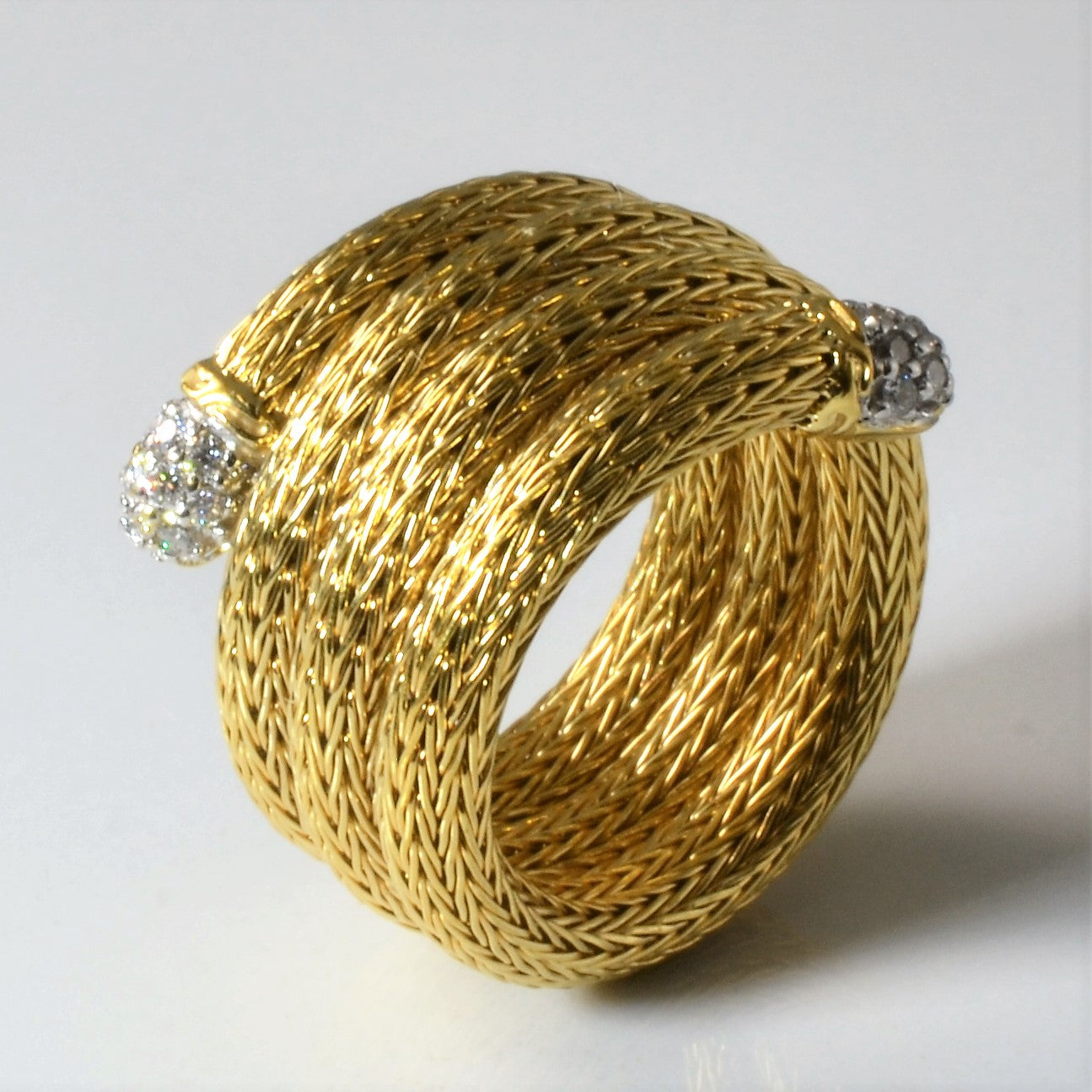 0.12ctw Yellow Gold Diamond Wrap Ring for Women | Size 4.5 | Elegant Mesh Design | Perfect for Weddings, Anniversaries & Special Occasions