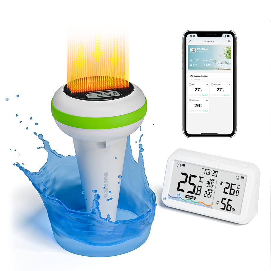 Wireless Pool Thermometer Set IBS P03R - Accurate Water Temperature Monitor for Swimming Pools, Hot Tubs & Spas | Indoor & Outdoor Use