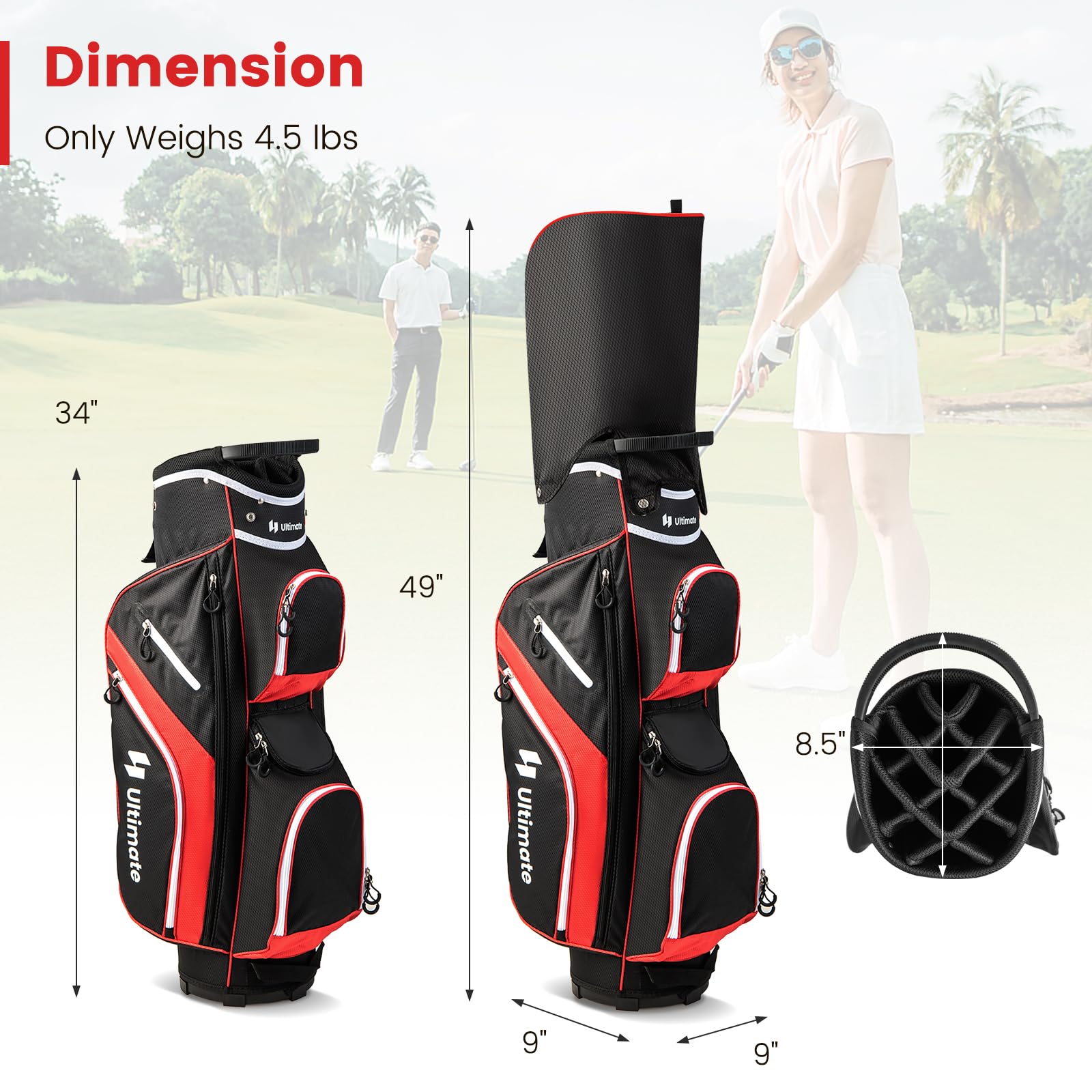 **Goplus 14-Way Golf Cart Bag with 9 Zippered Pockets, Cooler Bag & Rain Hood - Lightweight Golf Club Bag for Men & Women - Perfect for Golf Courses & Tournaments**