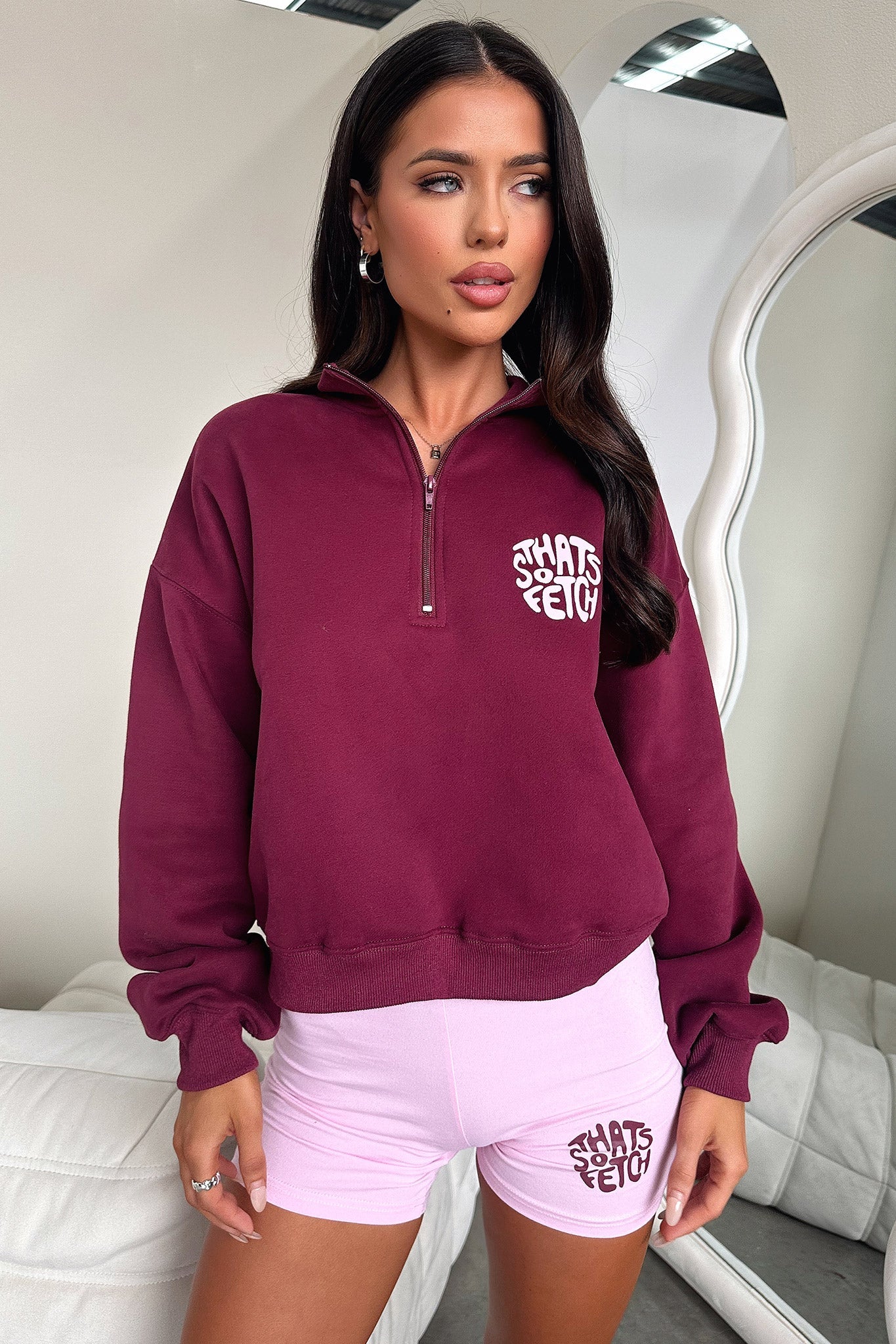 Beckham Half Zip Sweater for Men - Burgundy Pullover with Kangaroo Pocket | Casual Winter Wear, Outdoor Activities & Layering Essential