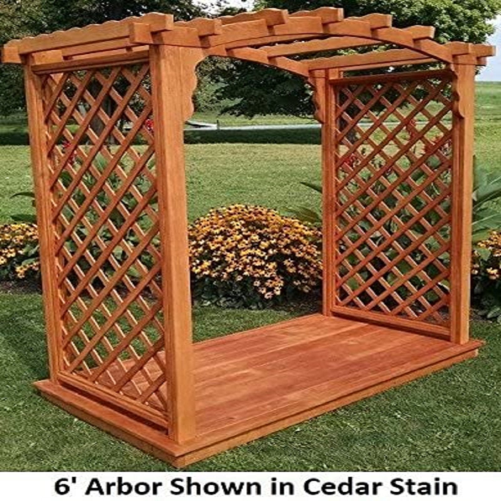 Amish Handcrafted Cedar Wood Jamesport Arbor & Deck - Premium Outdoor Garden Structure for Patio, Backyard, and Wedding Decor | Durable & Weather-Resistant