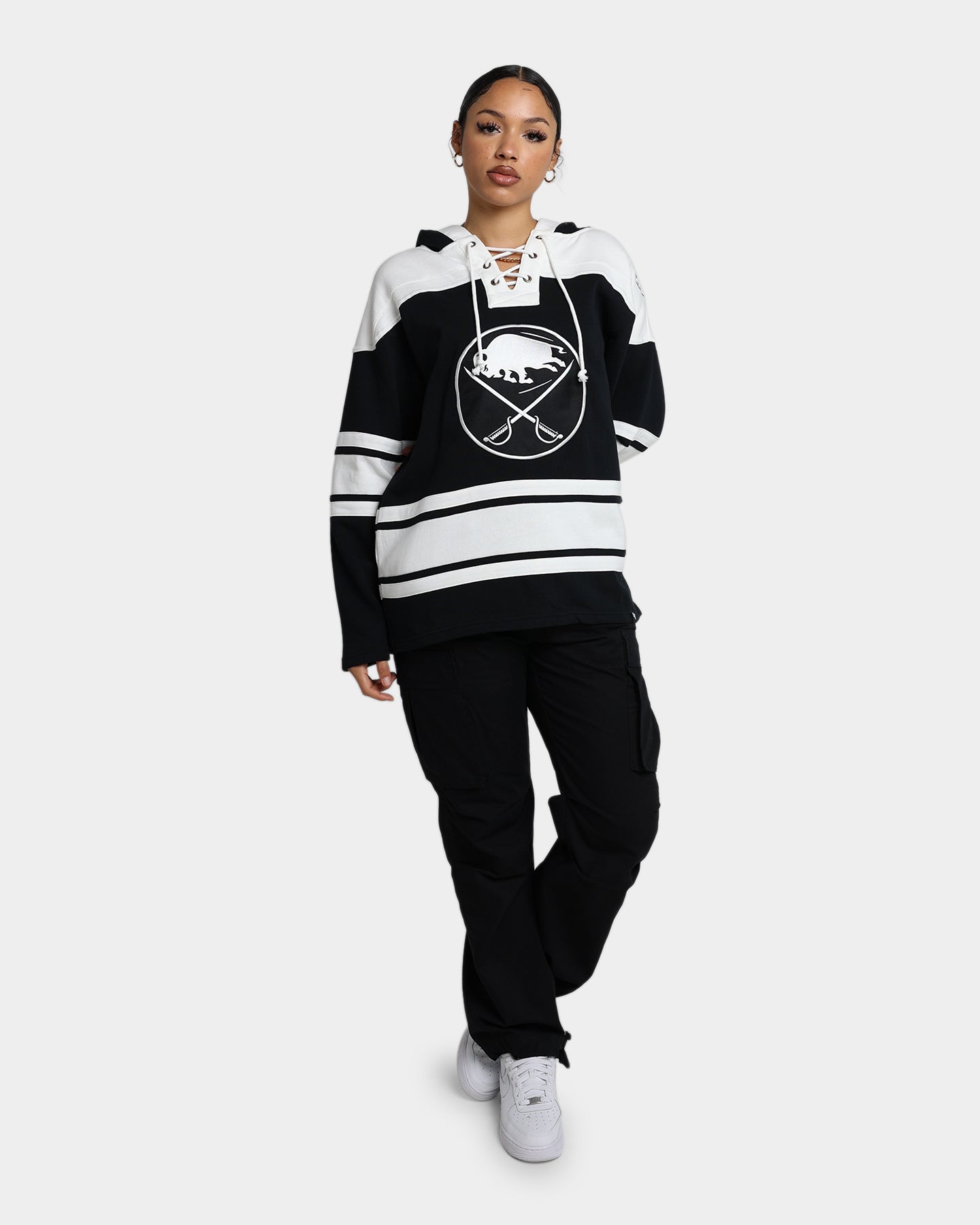 47 Brand Buffalo Sabres Superior Lacer Hoodie - Jet Black NHL Fan Apparel for Men & Women - Perfect for Game Day, Tailgating & Cold Weather
