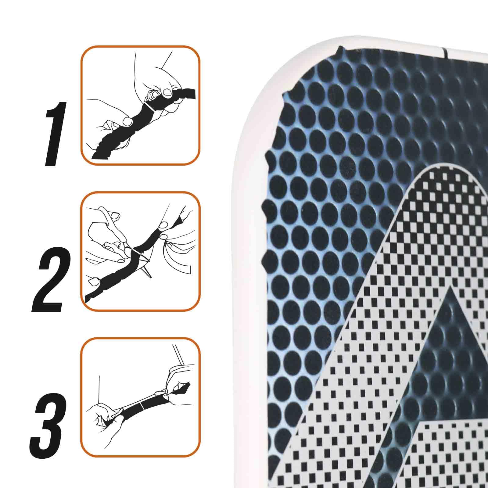 X-ACE Pickleball Edge Guard Tape - 3 Pack Paddle Protection Tape for Pickleball Rackets (Black/White/Carbon Fiber) - Anti-Wrinkle Serrated Design for Professional & Recreational Play | Perfect for Court Protection & Paddle Longevity