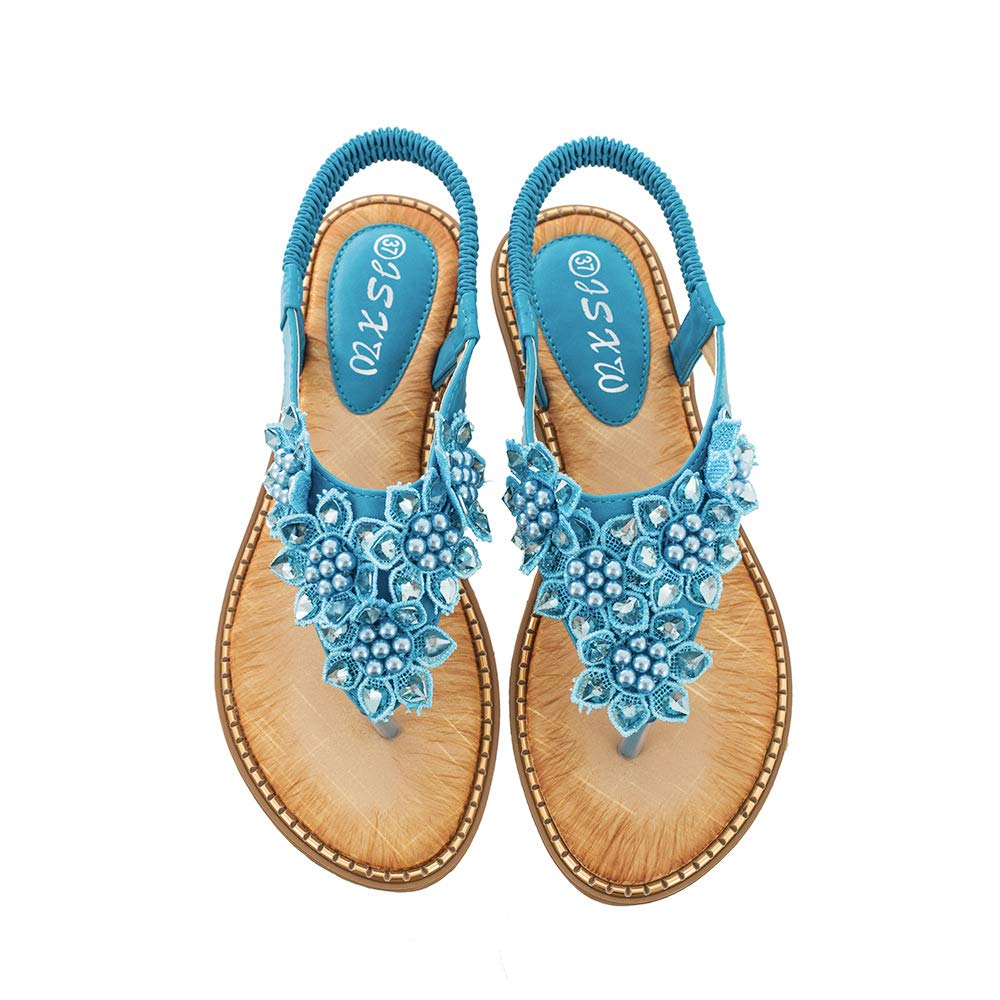 DKCHENH Women's Rhinestone Sandals - 7 Color Options, Low Heel PU Sandals with Jeweled Decorations | Perfect for Weddings, Parties & Summer Outfits